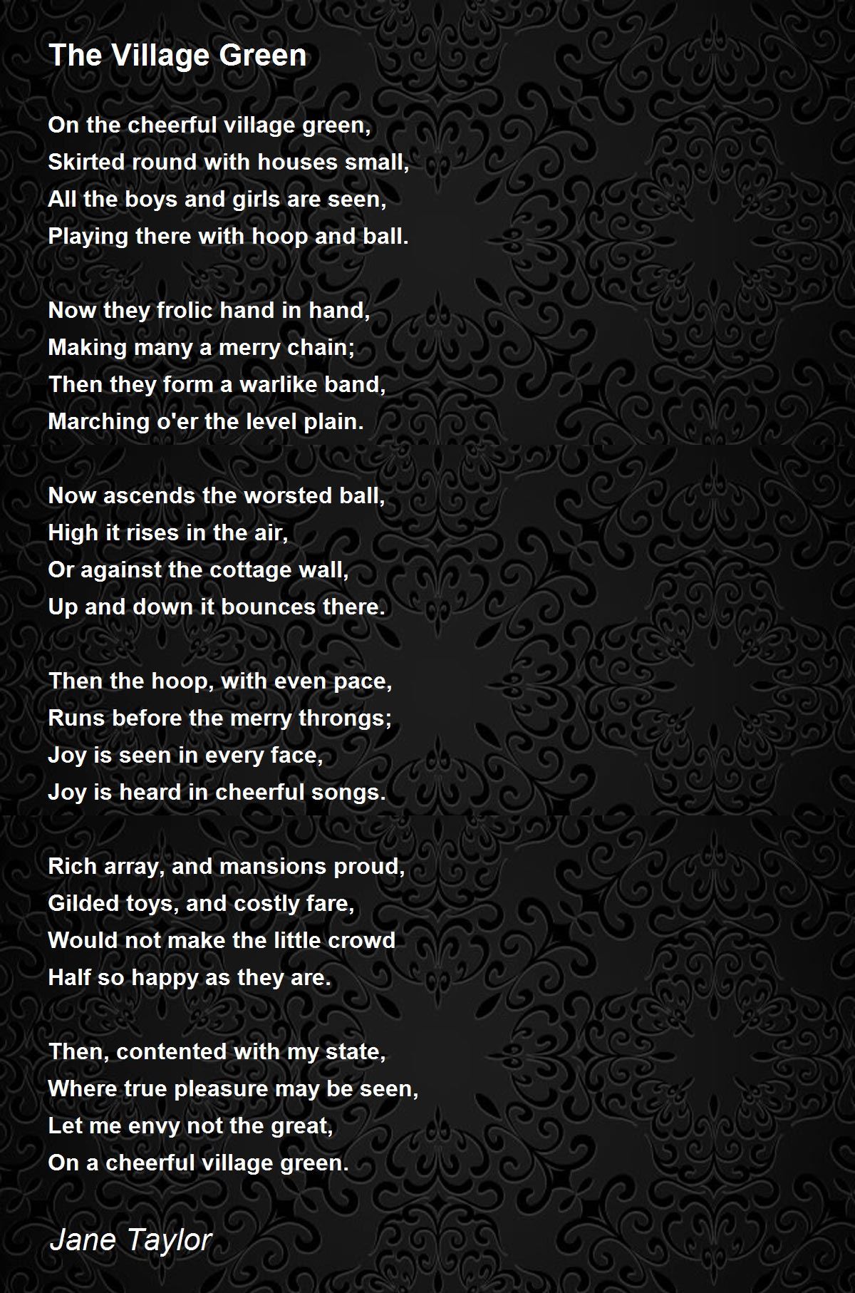 The Village Green by Jane Taylor - The Village Green Poem