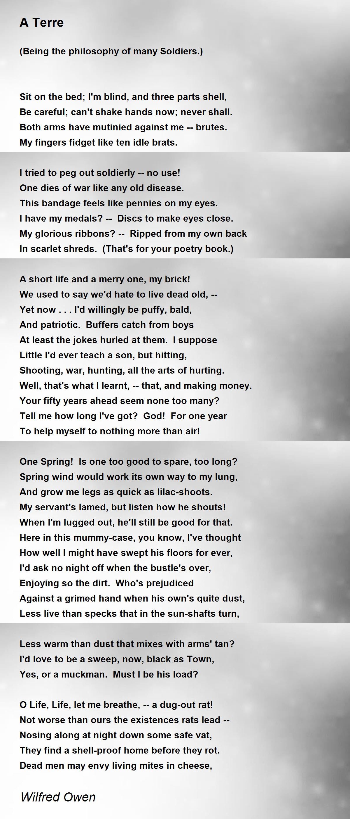 A Terre Poem by Wilfred Owen - Poem Hunter