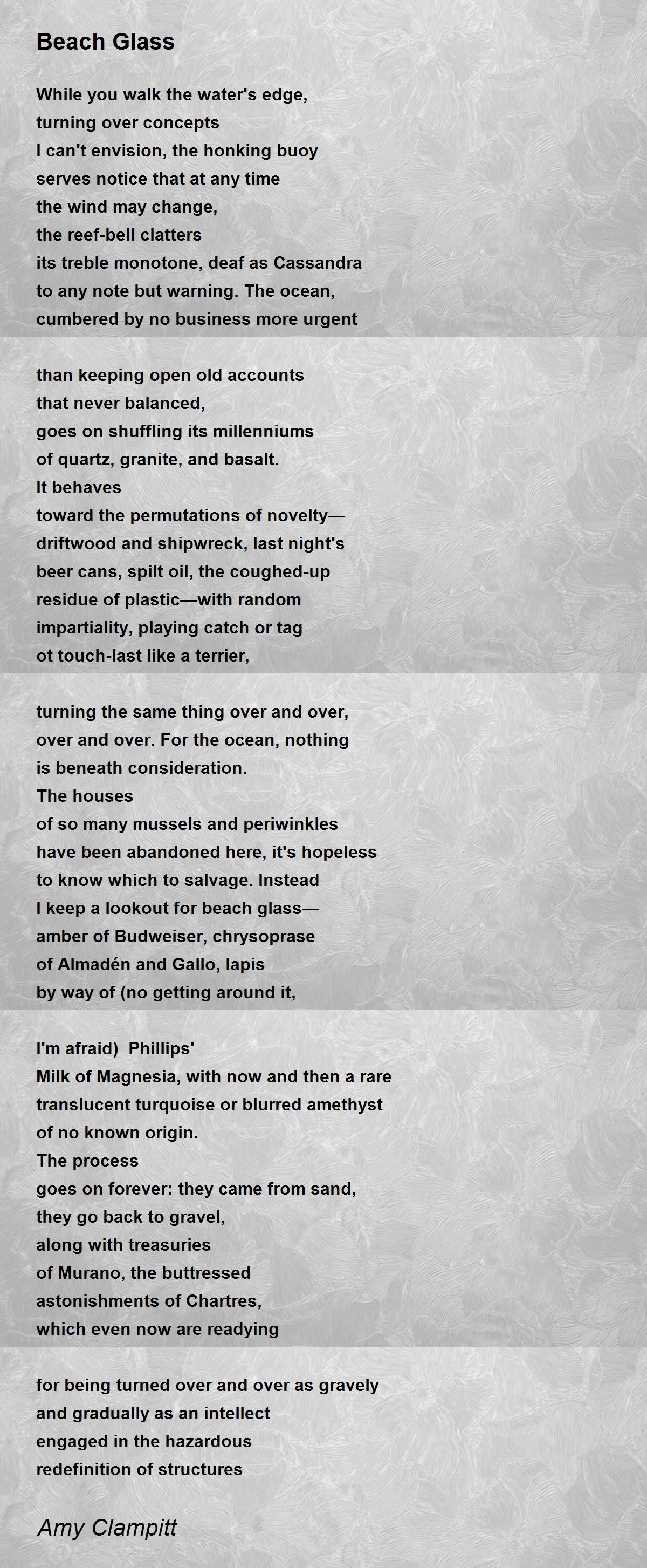 Beach Glass Beach Glass Poem by Amy Clampitt