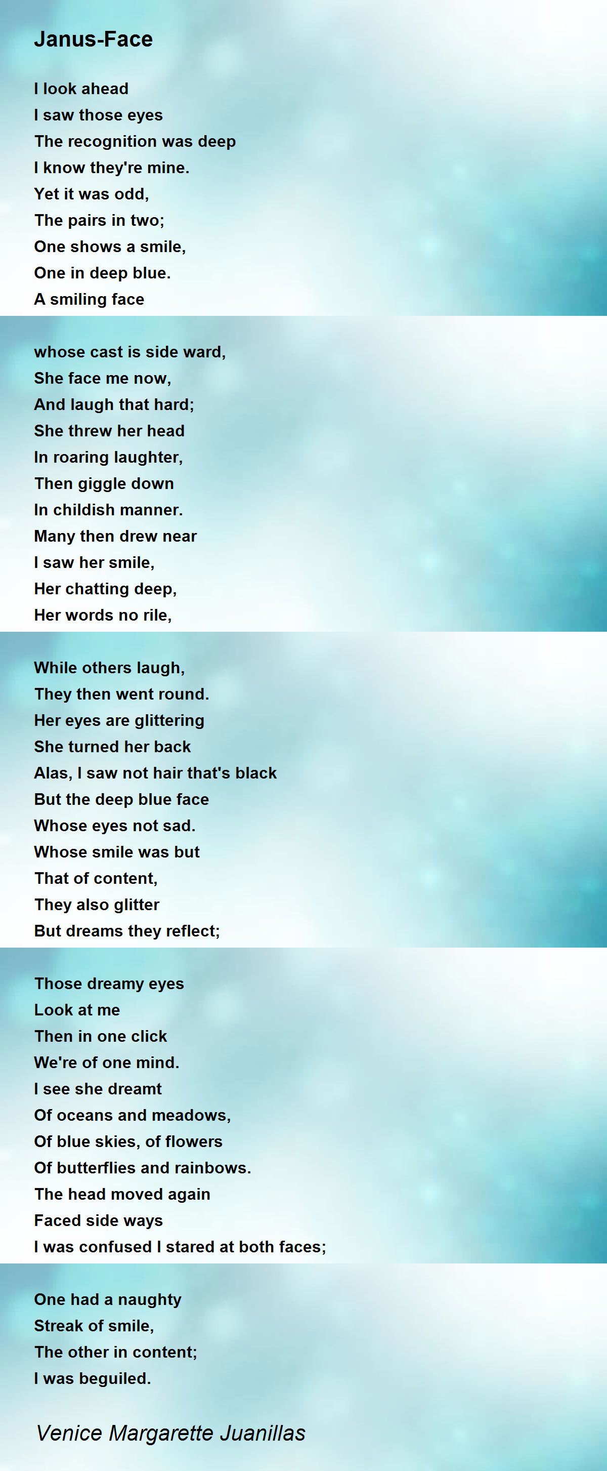 JanusFace JanusFace Poem by Venice Margarette Juanillas