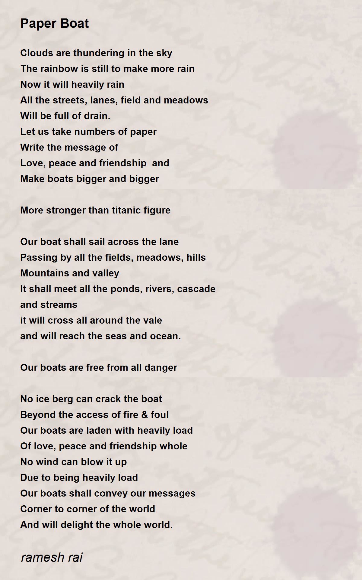 Paper Boat - Paper Boat Poem by ramesh rai