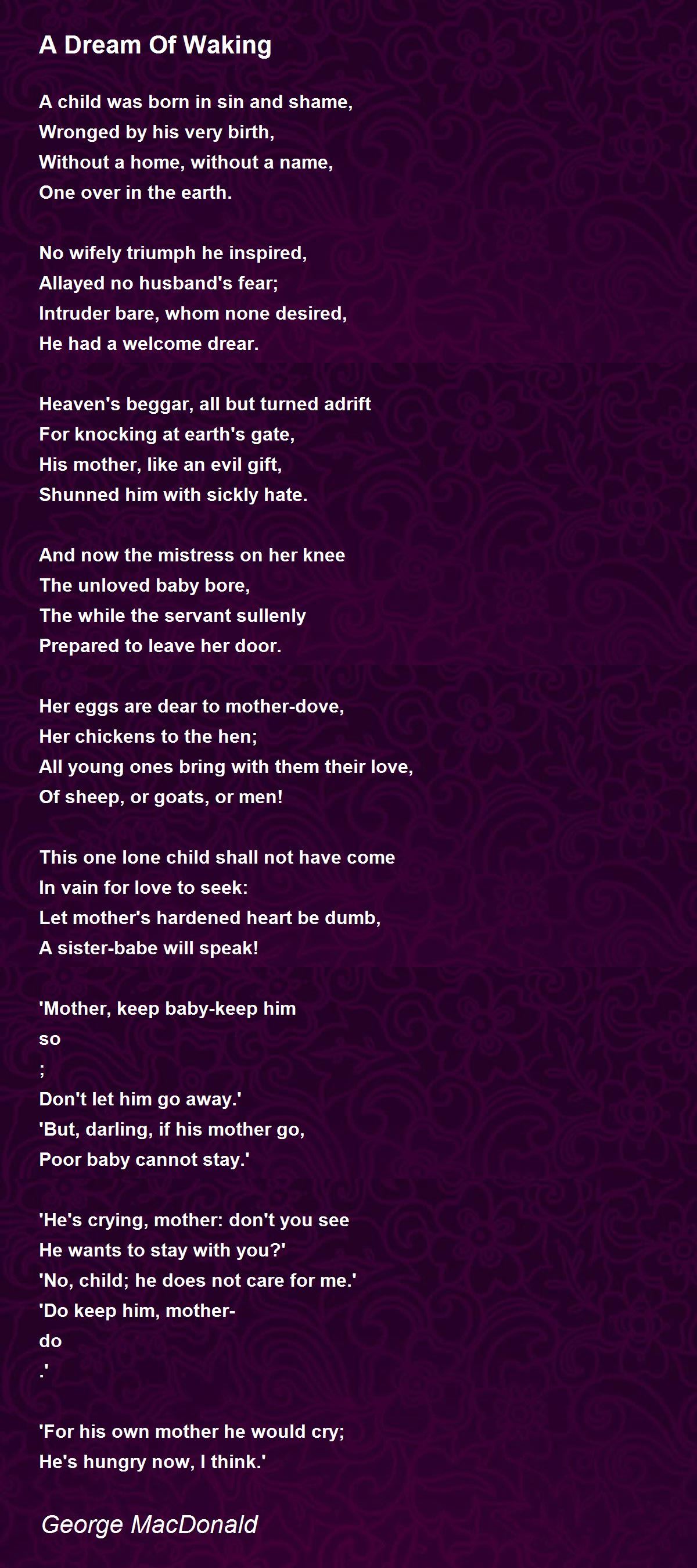 A Dream Of Waking Poem by MacDonald Poem Hunter