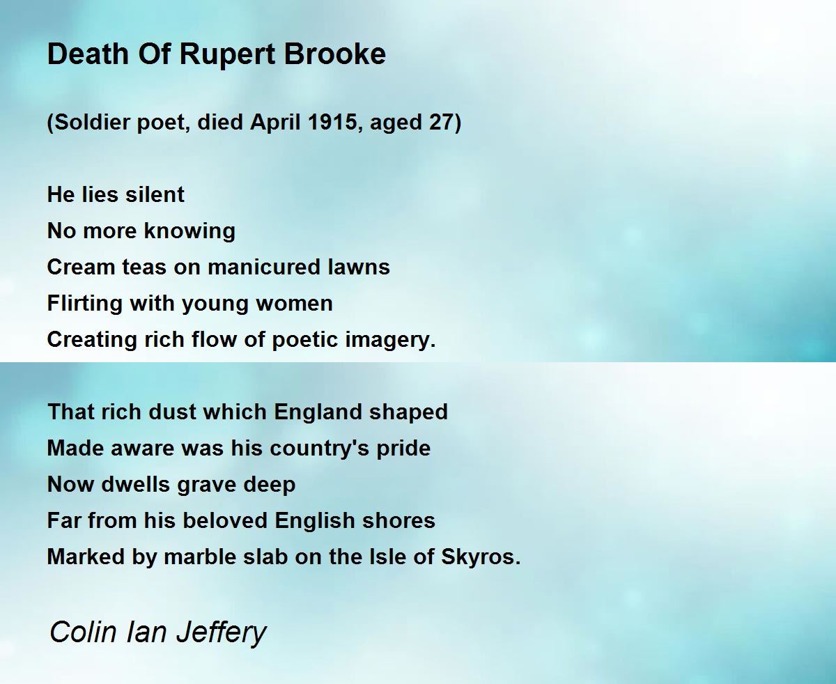 Death Of Rupert Brooke Death Of Rupert Brooke Poem by Colin Ian Jeffery