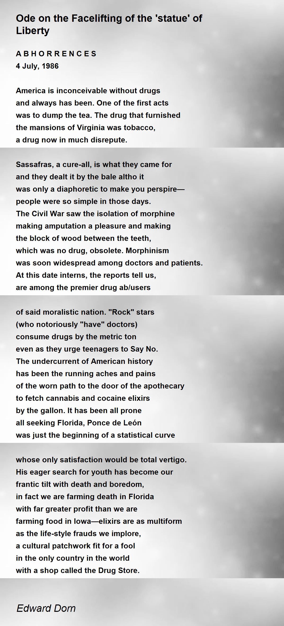 Ode on the Facelifting of the 'statue' of Liberty Ode on the