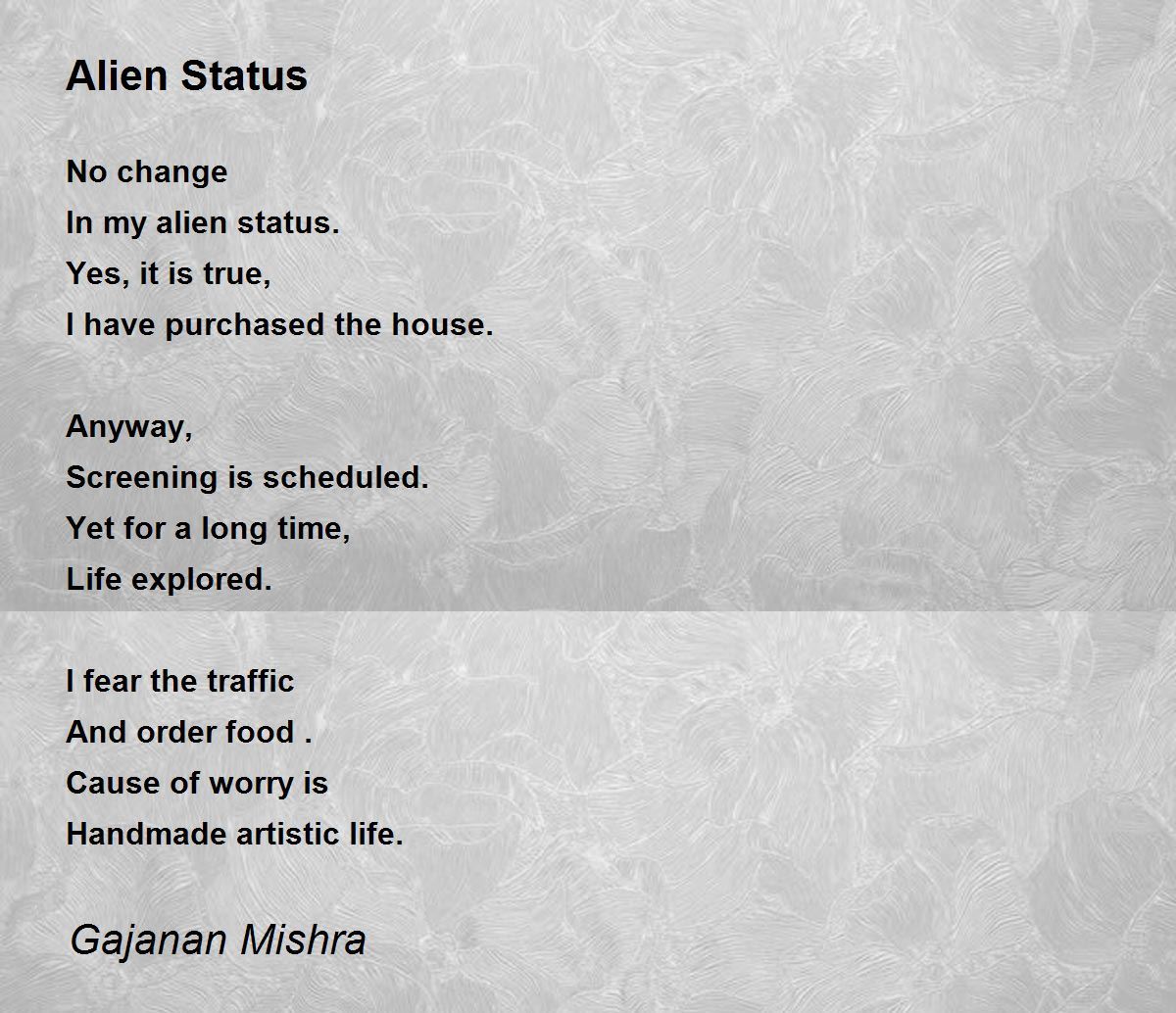 Alien Status Alien Status Poem by Gajanan Mishra