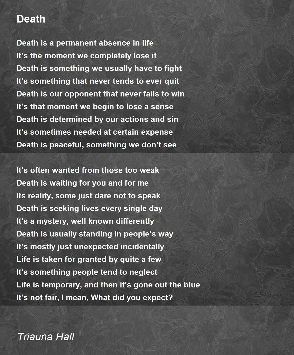 Death Death Poem by Triauna Hall