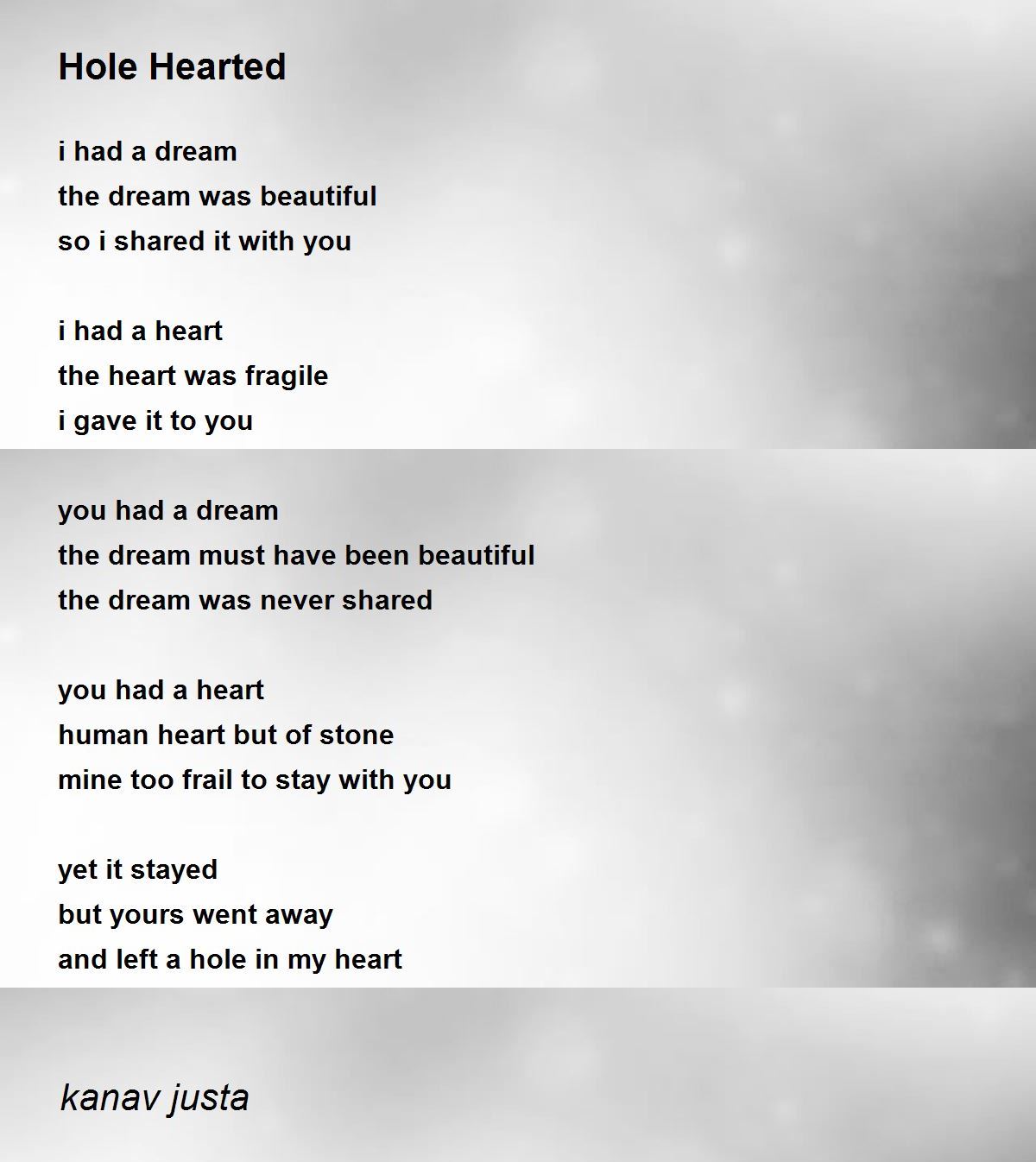 Hole Hearted by kanav justa - Hole Hearted Poem