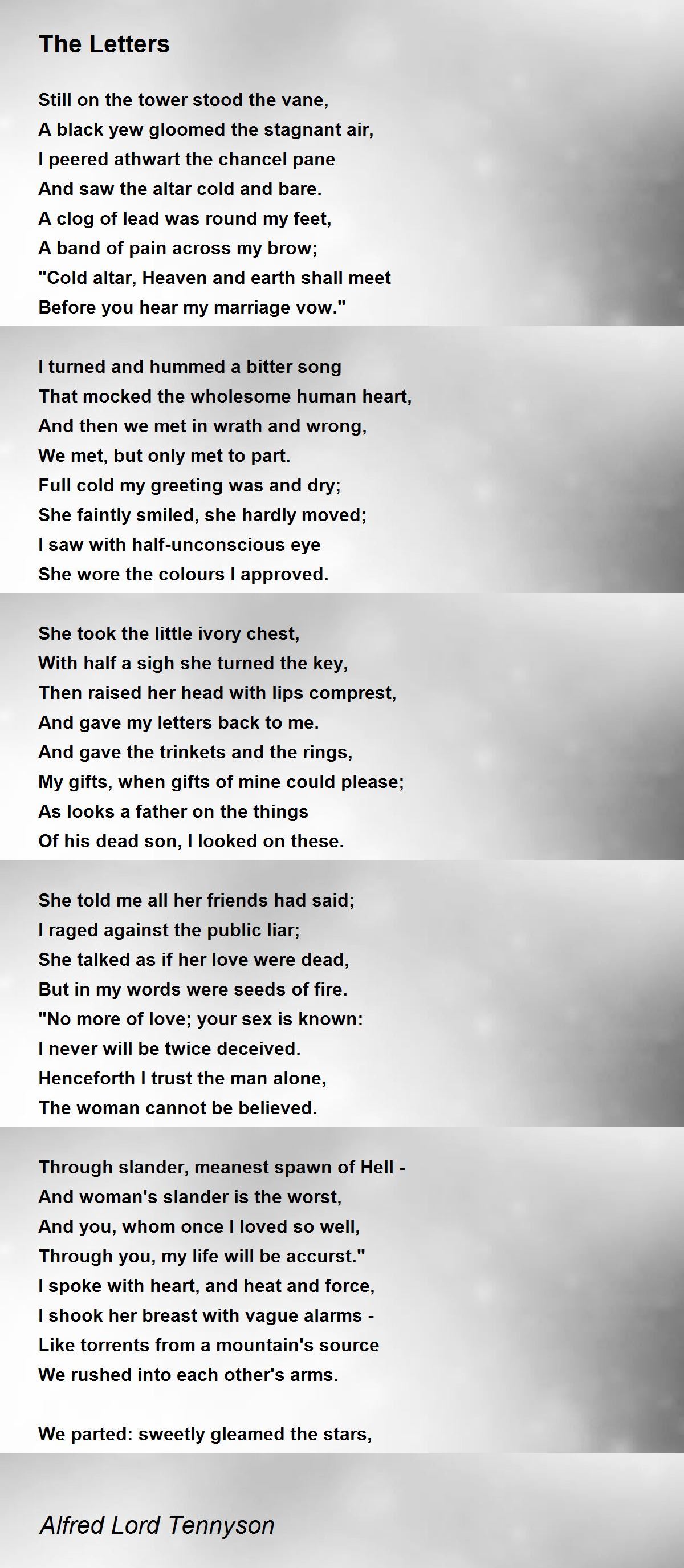 The Letters by Alfred Lord Tennyson - The Letters Poem