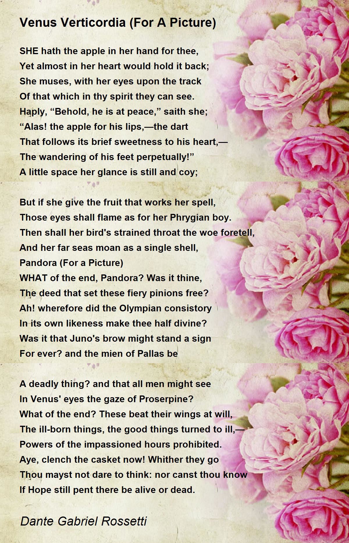 Venus Verticordia (For A Picture) Poem by Dante Gabriel 