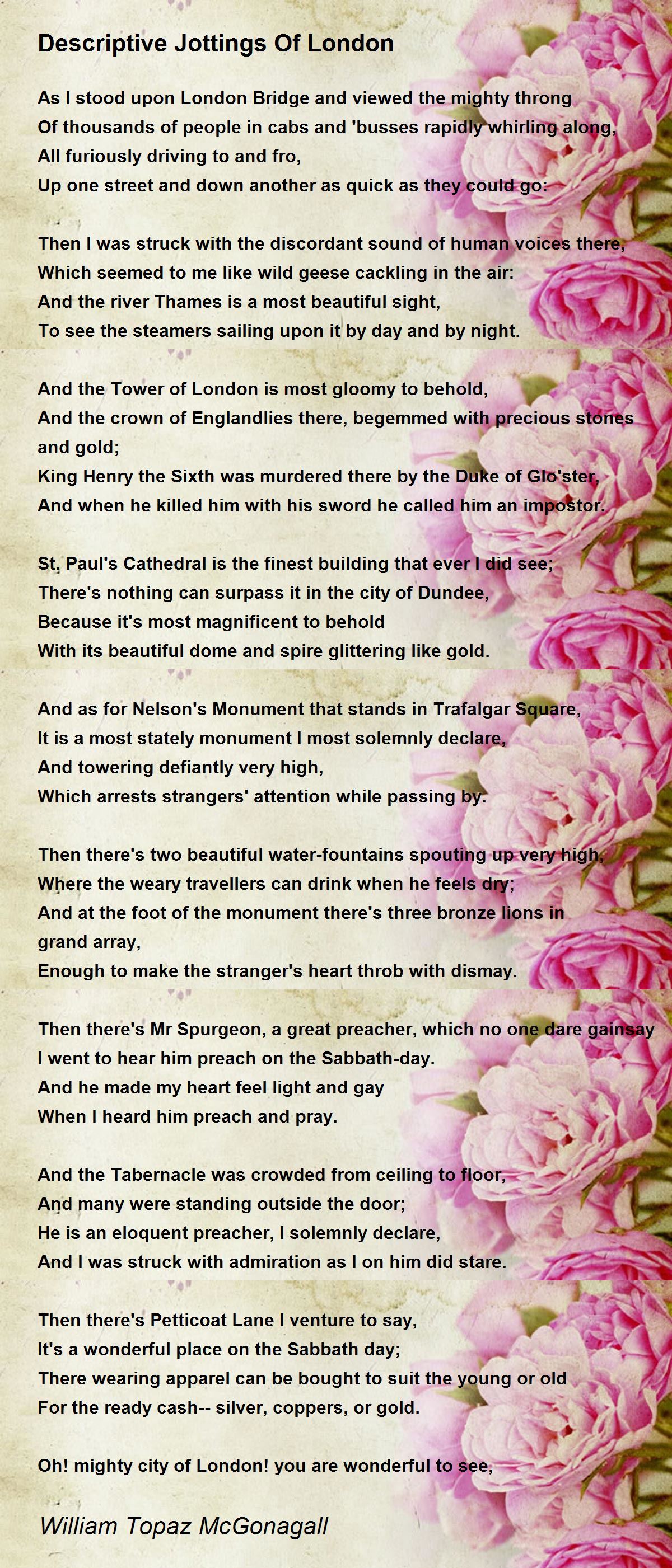 Discriptive Poem Published Example Descriptive Poem Examples