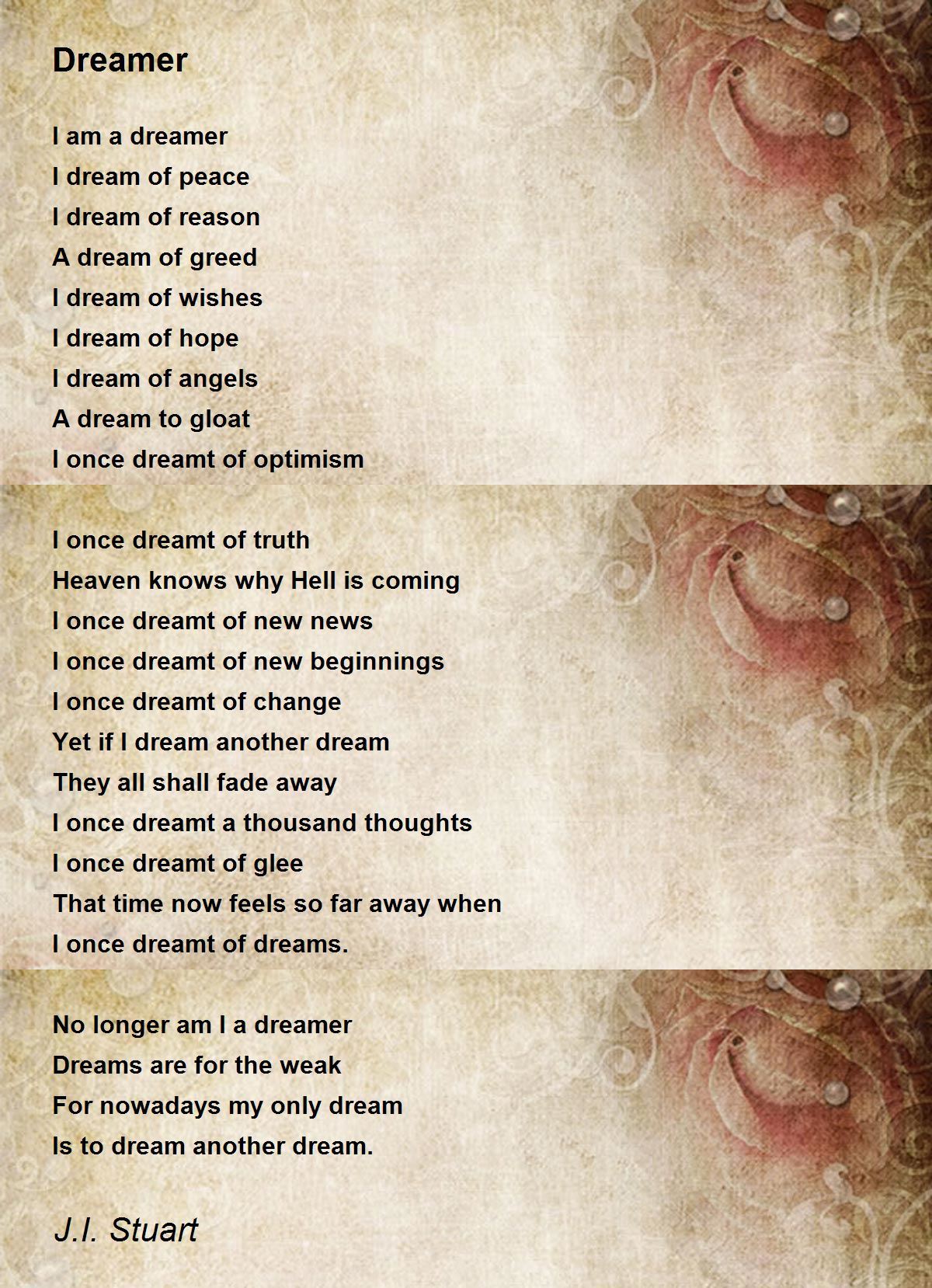 Dreamer Dreamer Poem by J.I. Stuart