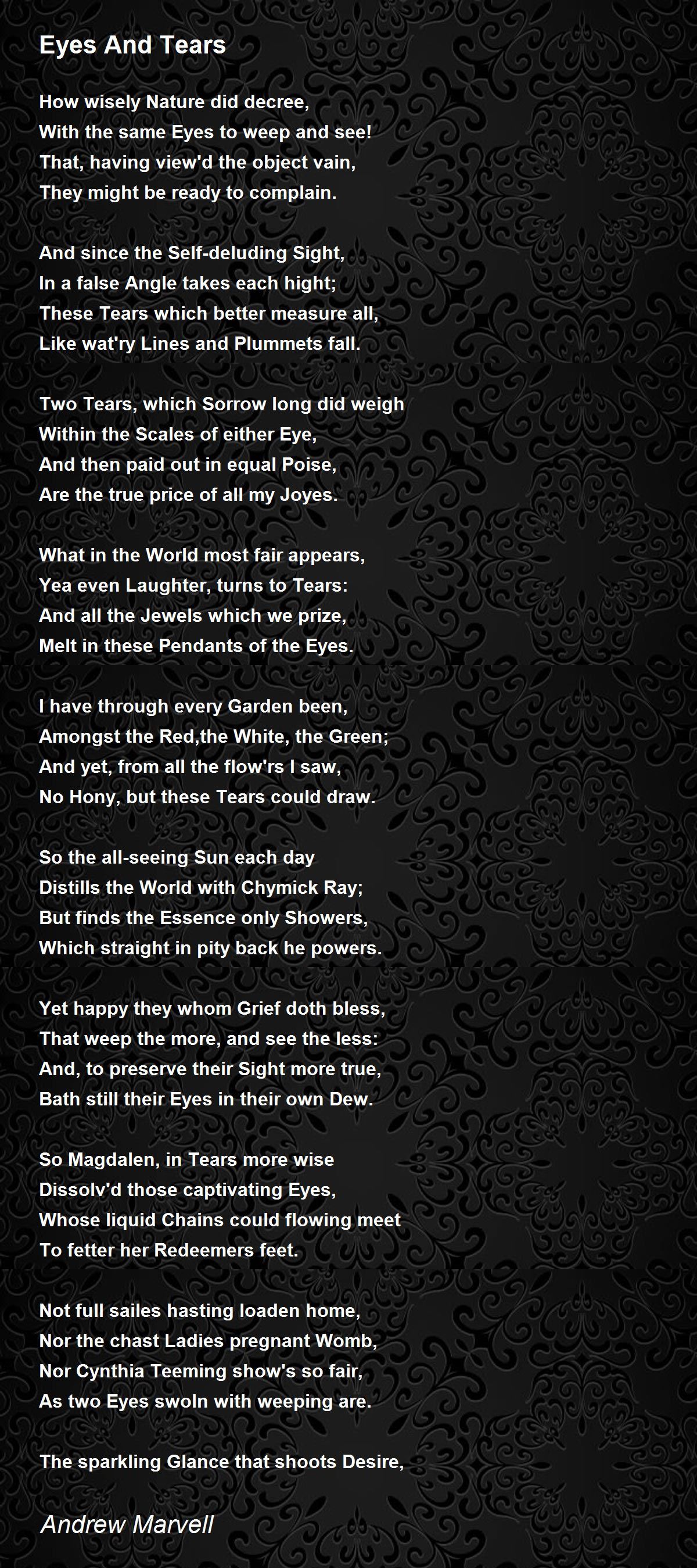Eyes And Tears Poem by Andrew Marvell - Poem Hunter