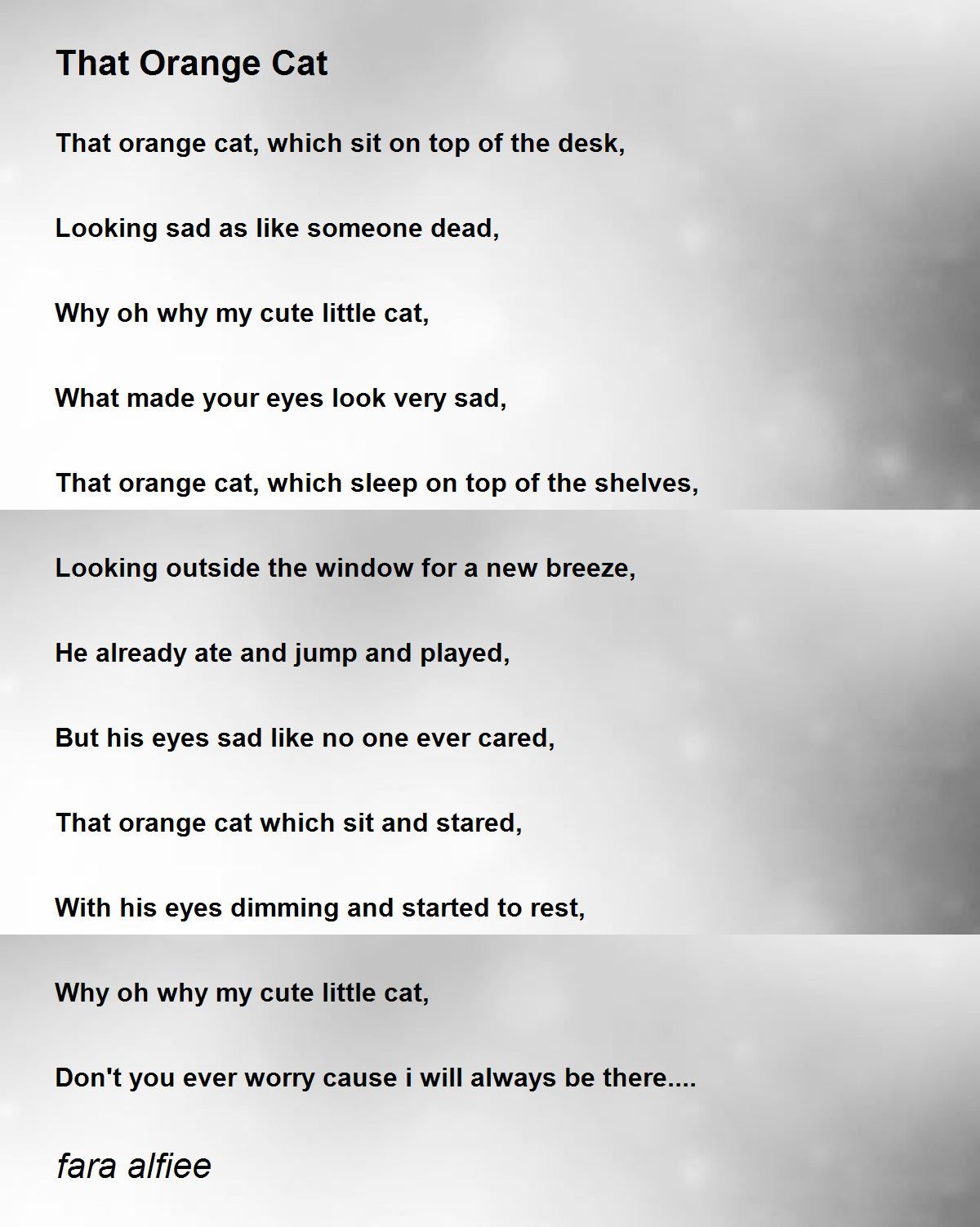 That Orange Cat That Orange Cat Poem by fara alfiee