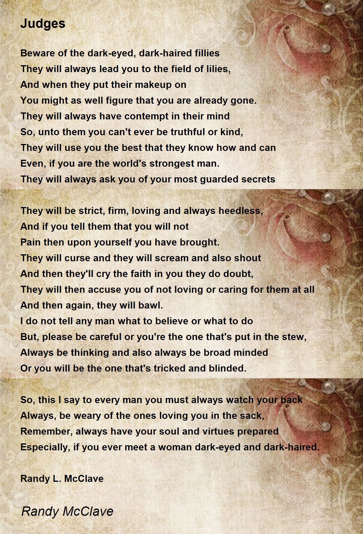Judges Judges Poem by Randy McClave