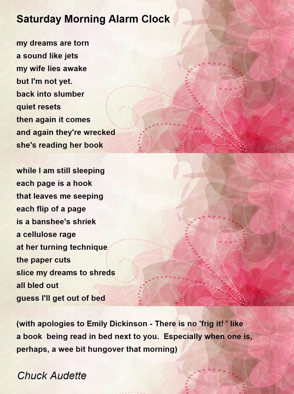 Saturday Morning Alarm Clock Poem by Chuck Audette Poem Hunter