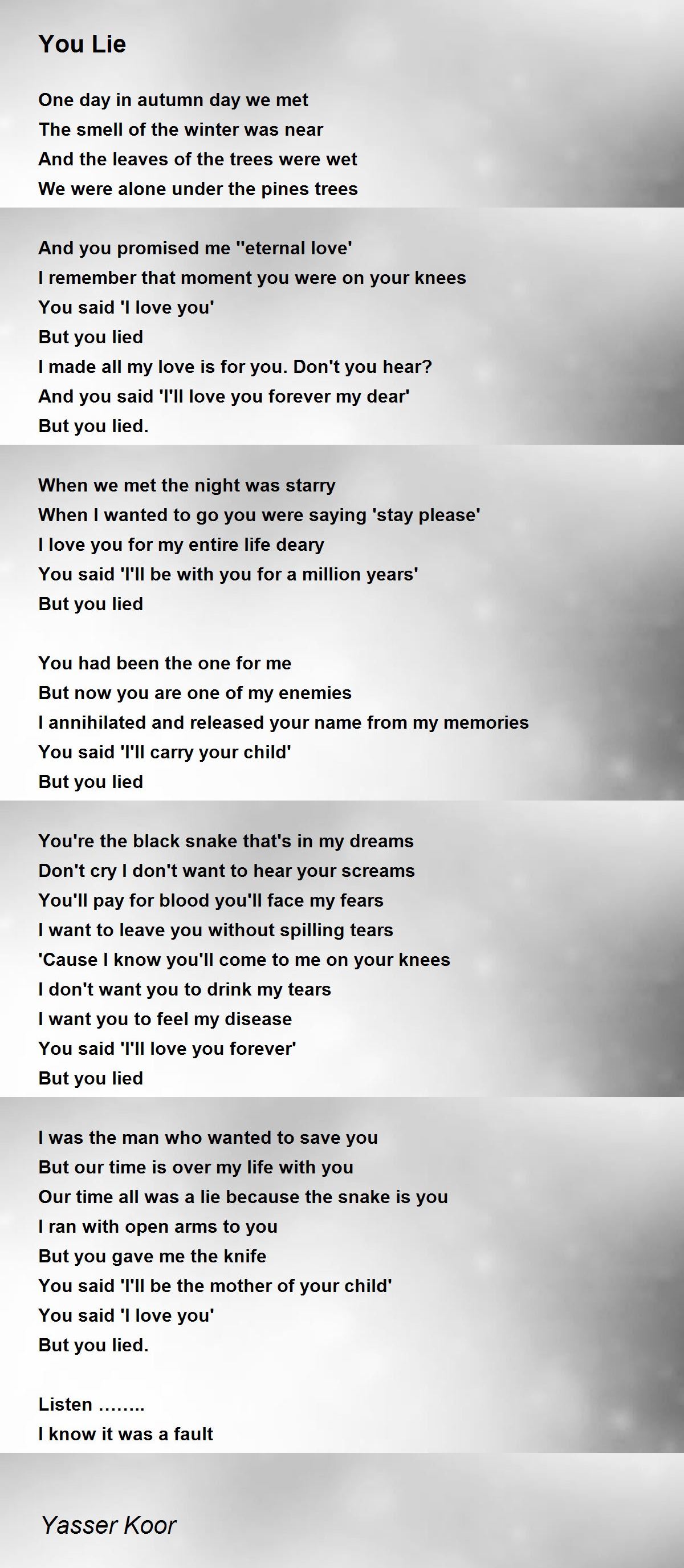 You Lie Poem By Yasser Koor Poem Hunter