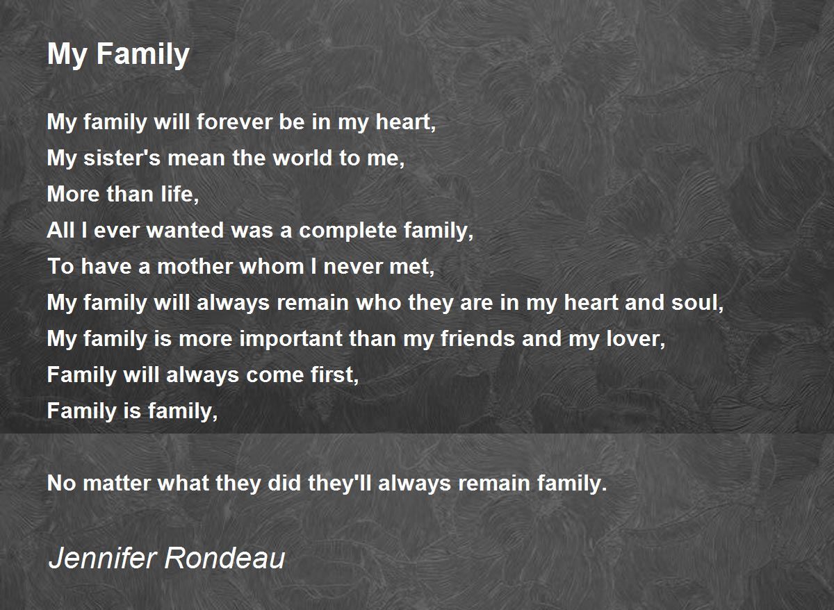 My Family Poem by Jennifer Rondeau - Poem Hunter