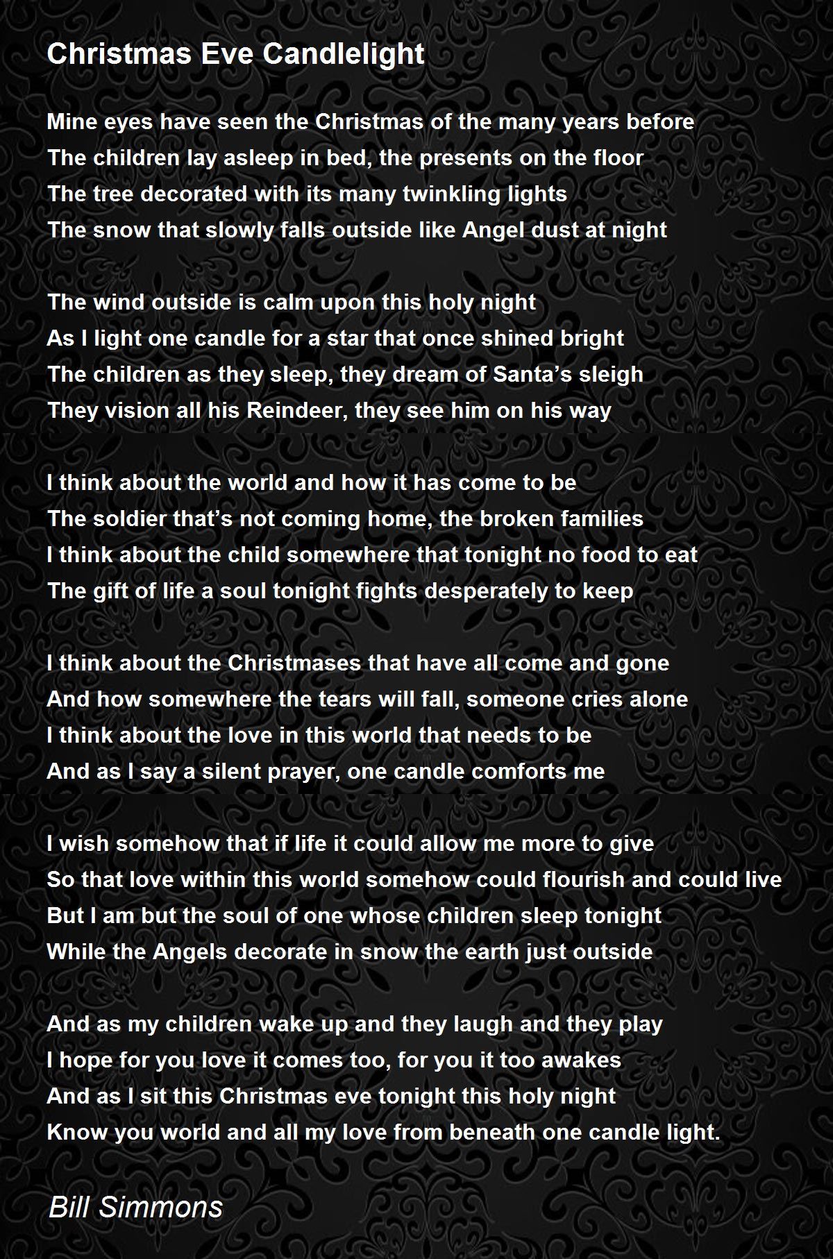 Christmas Eve Candlelight Christmas Eve Candlelight Poem by Bill Simmons