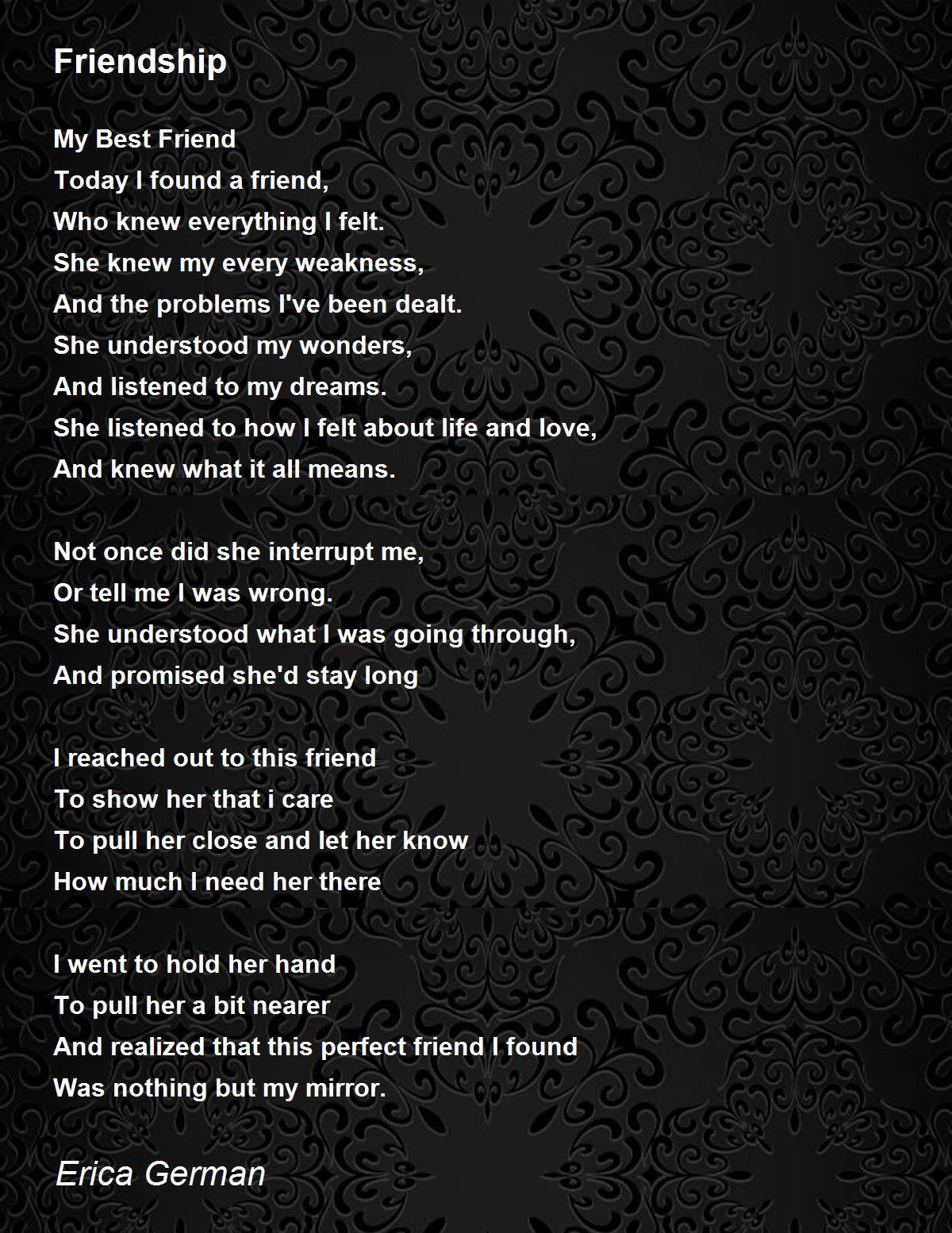 Friendship By Erica German Friendship Poem