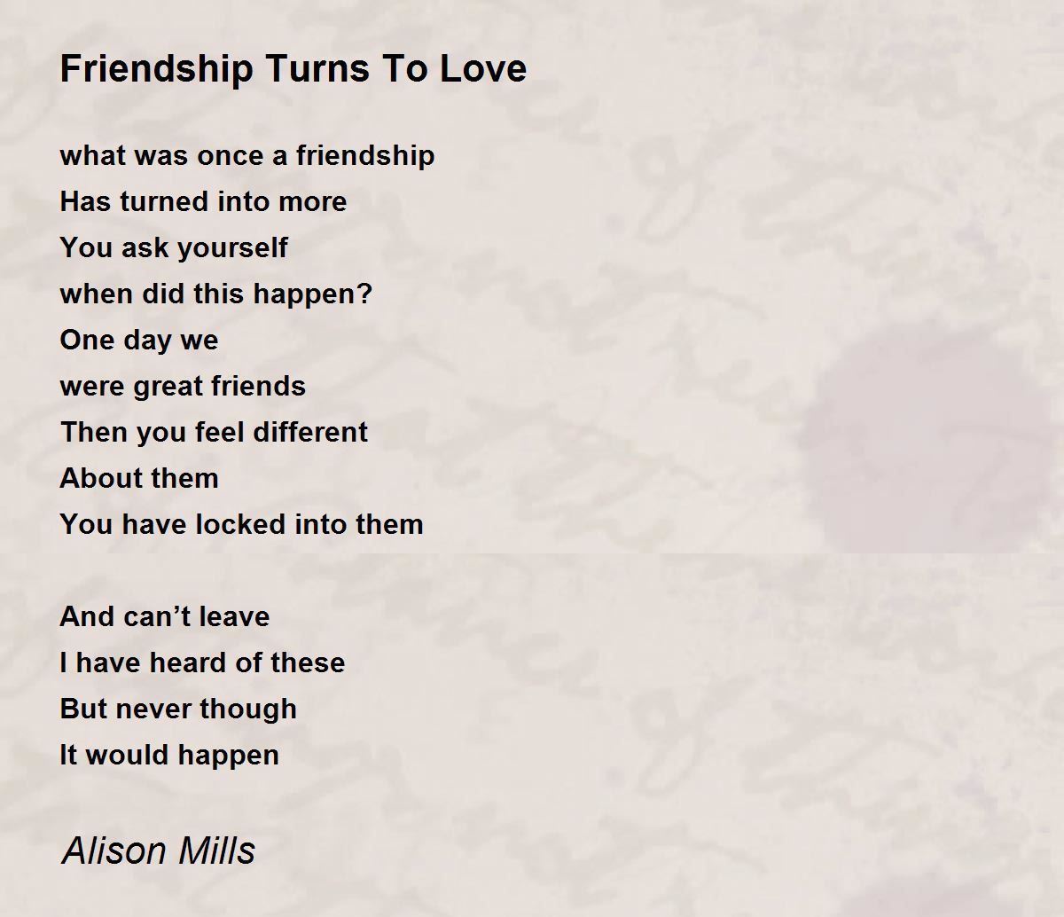 Love poems and friendship 3 Poems