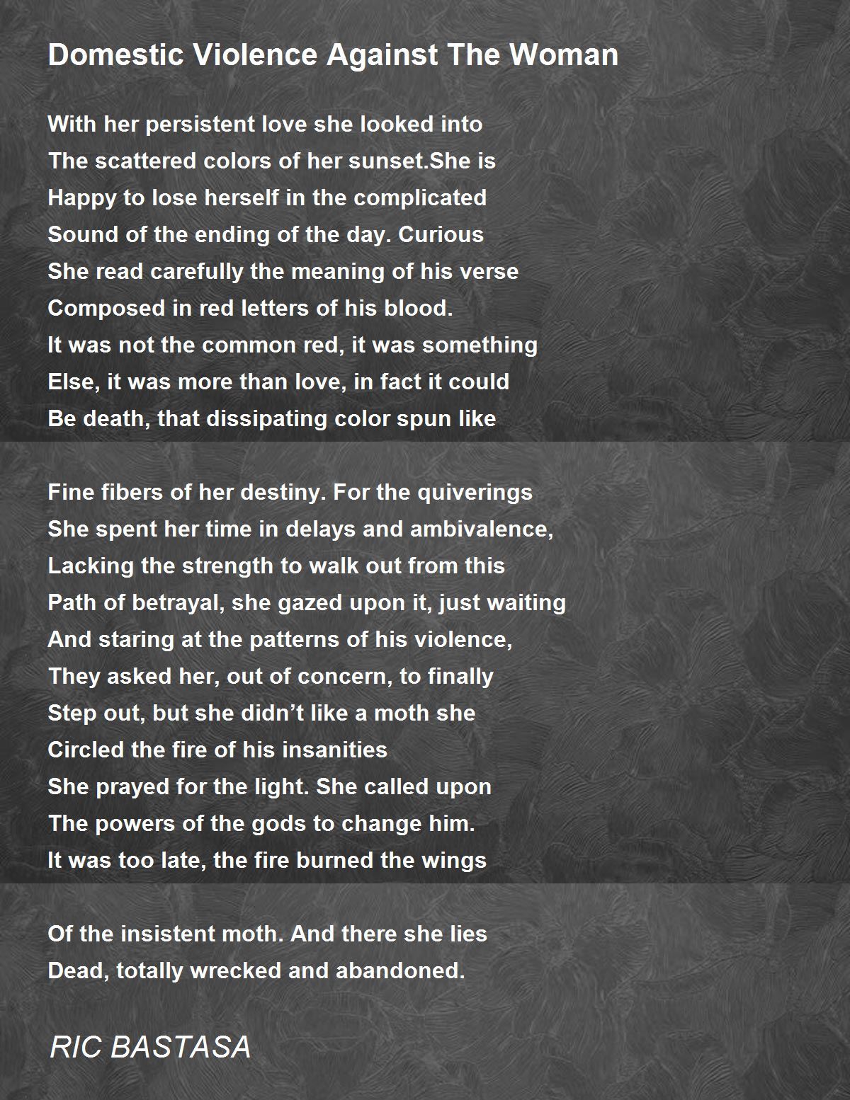 Domestic Violence Against The Woman by RIC BASTASA Domestic Violence