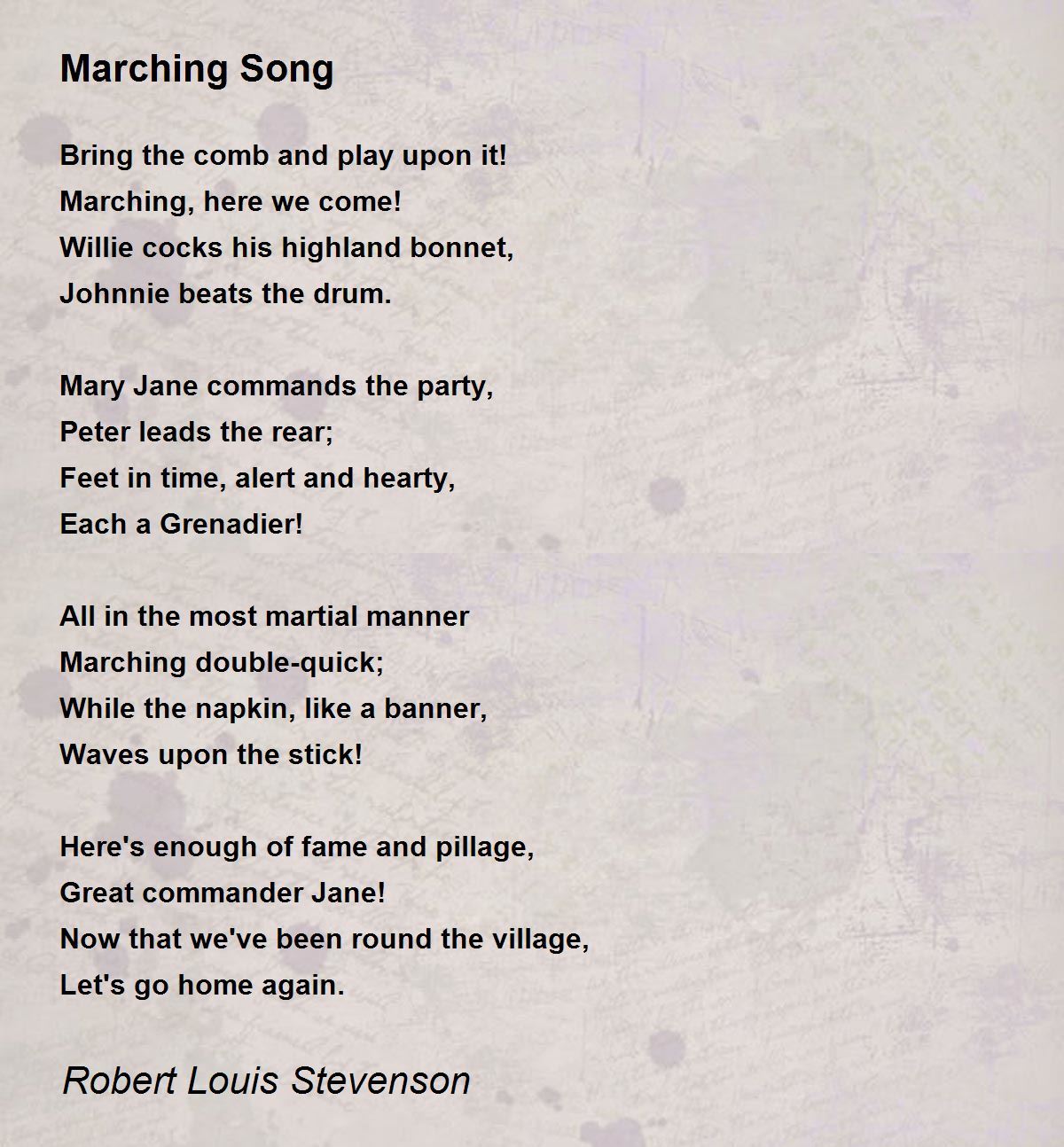Marching Song Marching Song Poem by Robert Louis Stevenson