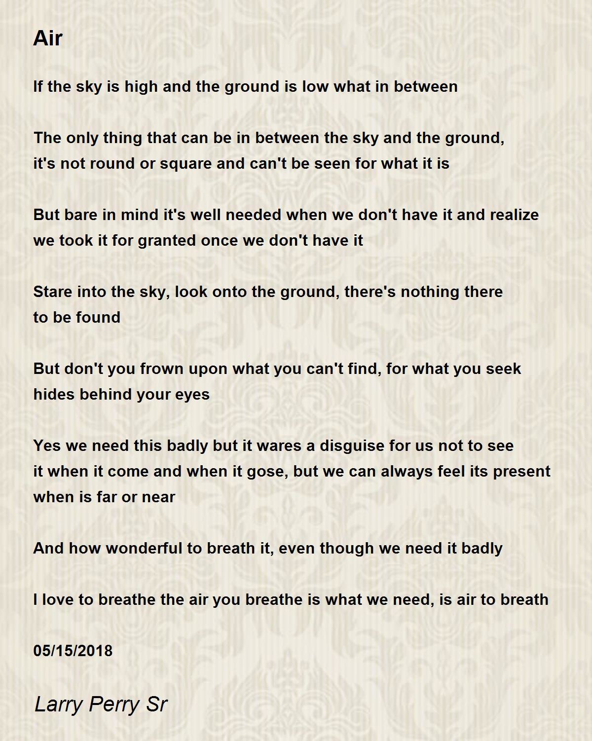 Air Air Poem by Larry Perry Sr