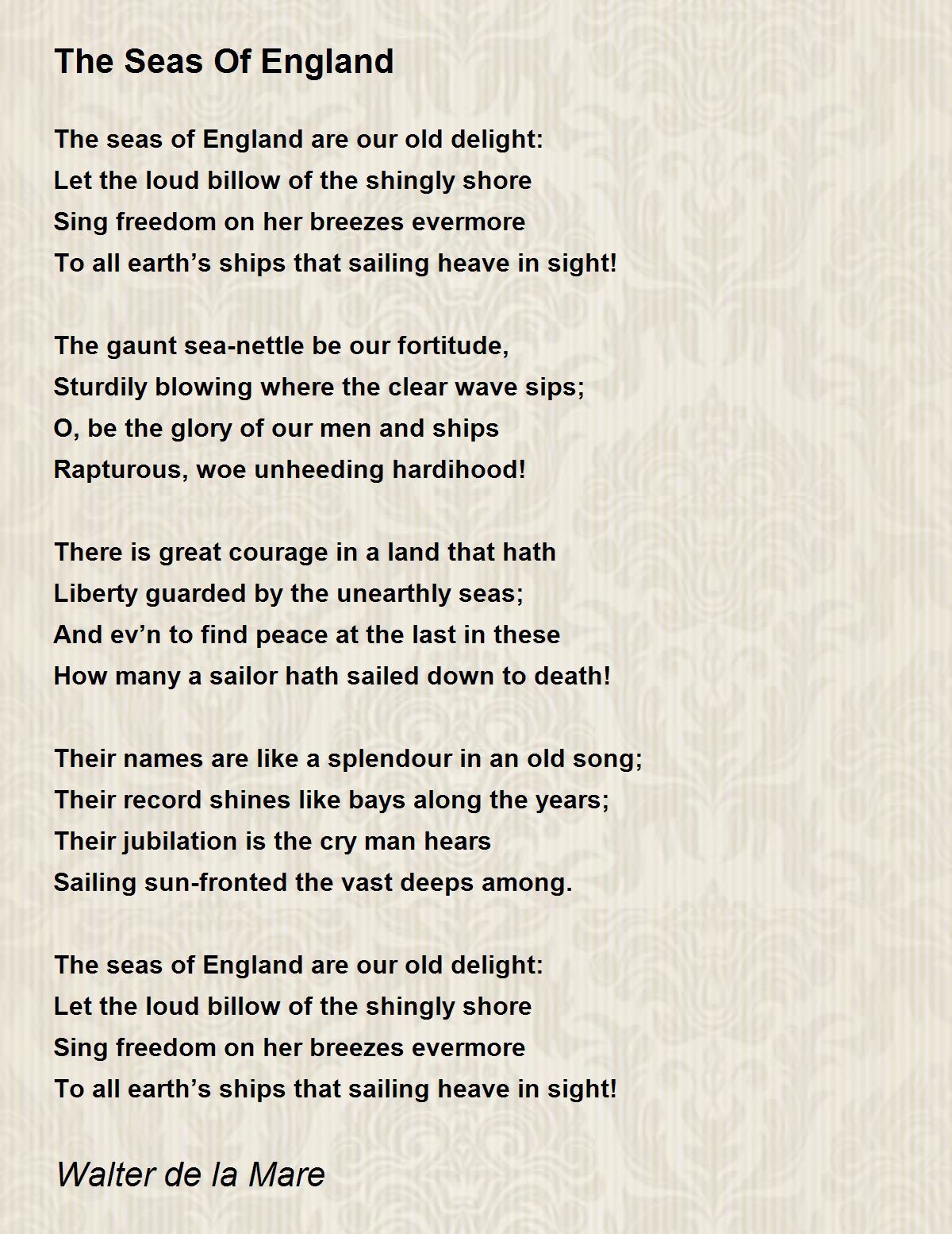 The Seas Of England Poem by Walter de la Mare - Poem Hunter