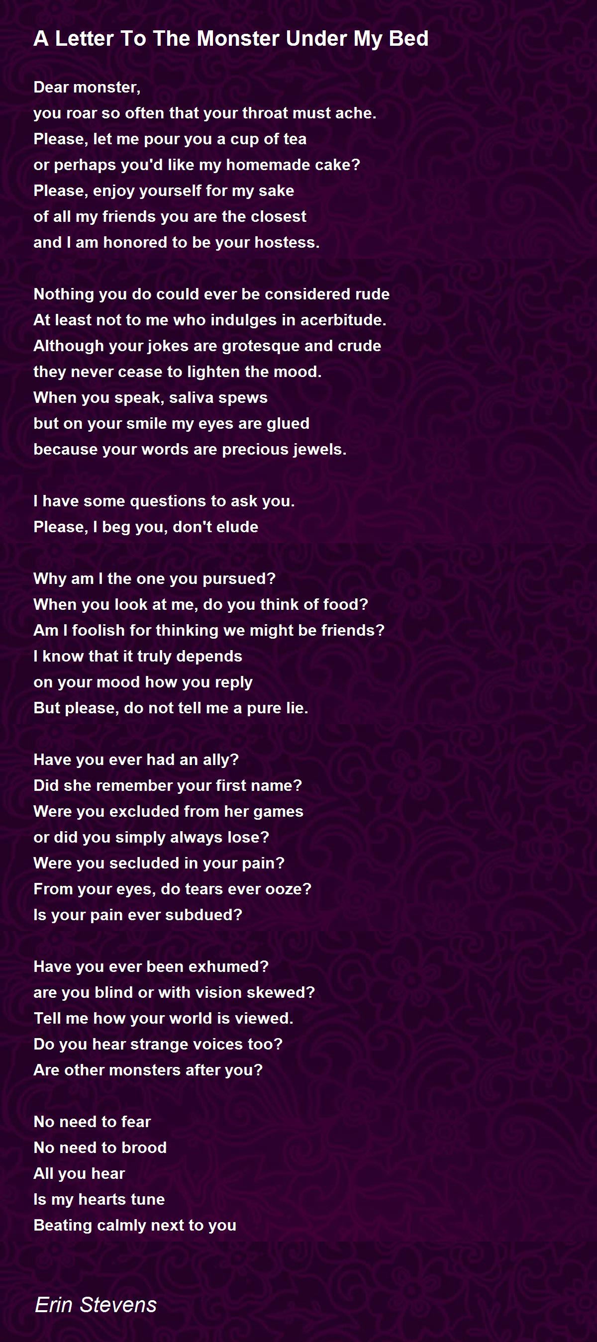 A Letter To The Monster Under My Bed A Letter To The Monster Under My