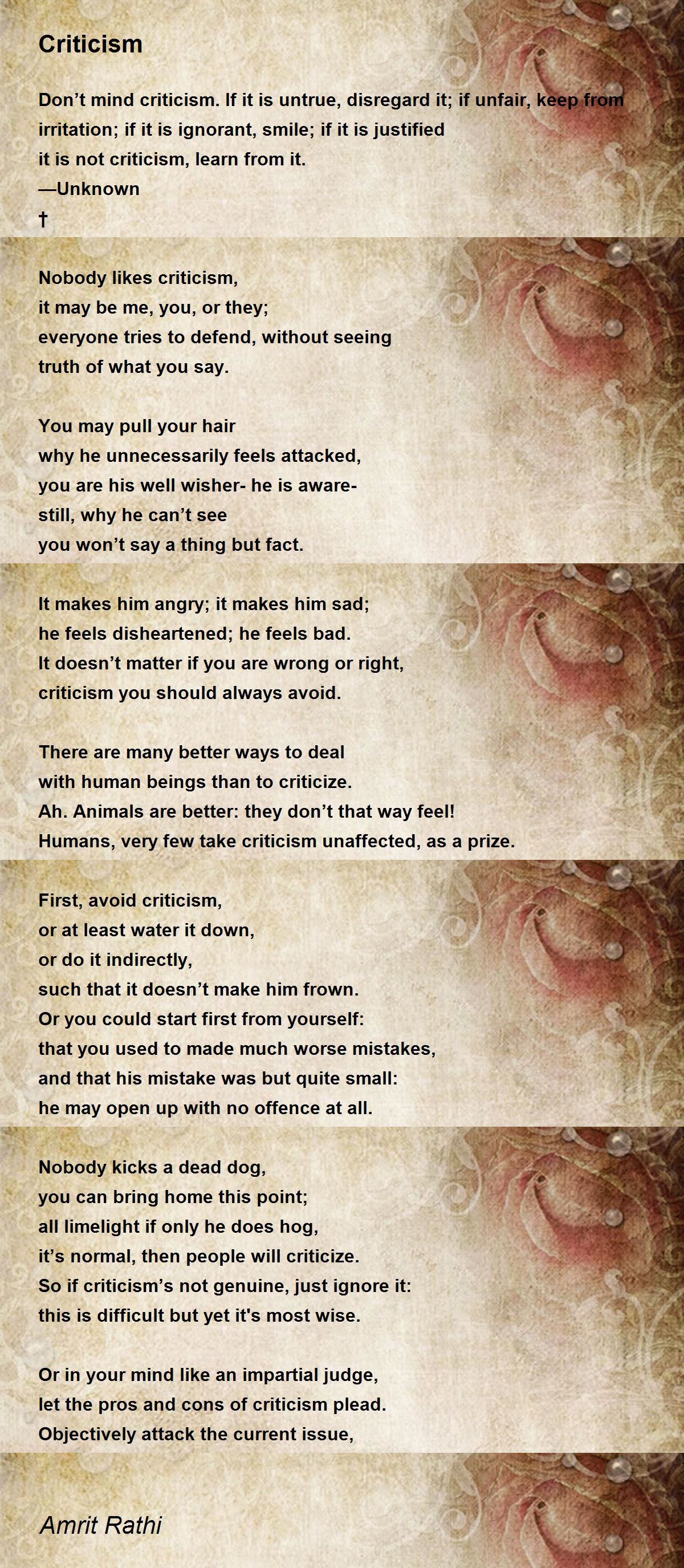 Criticism - Criticism Poem by Amrit Rathi