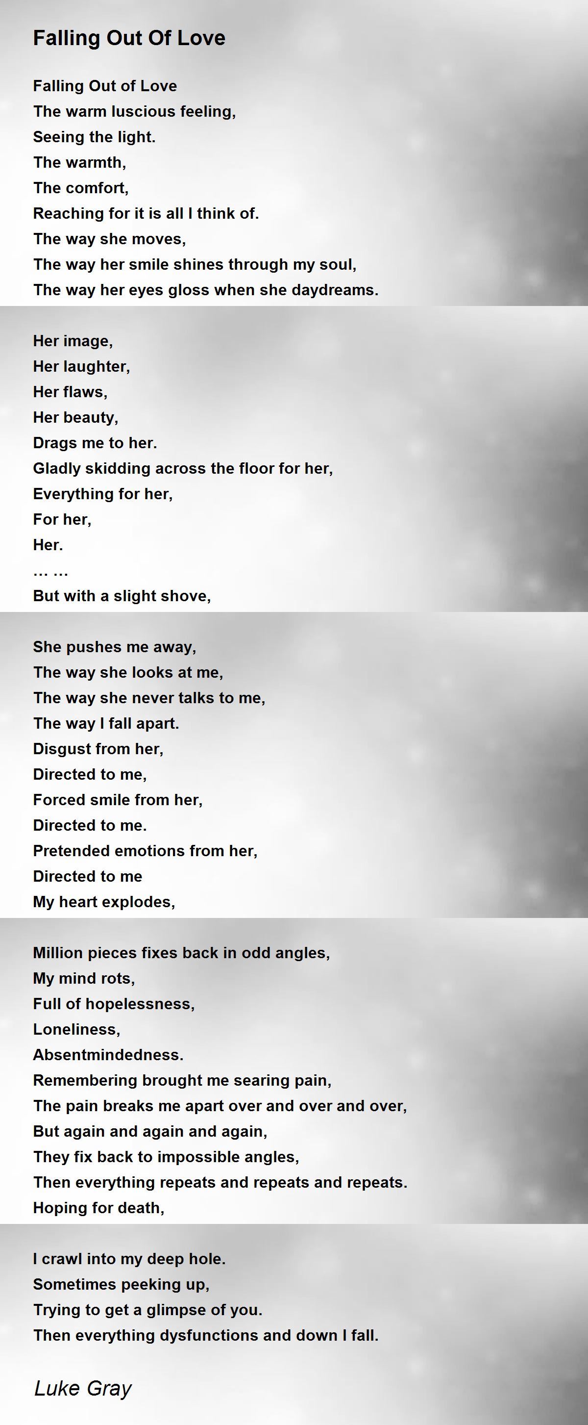 Falling Out Of Love by Luke Gray Falling Out Of Love Poem