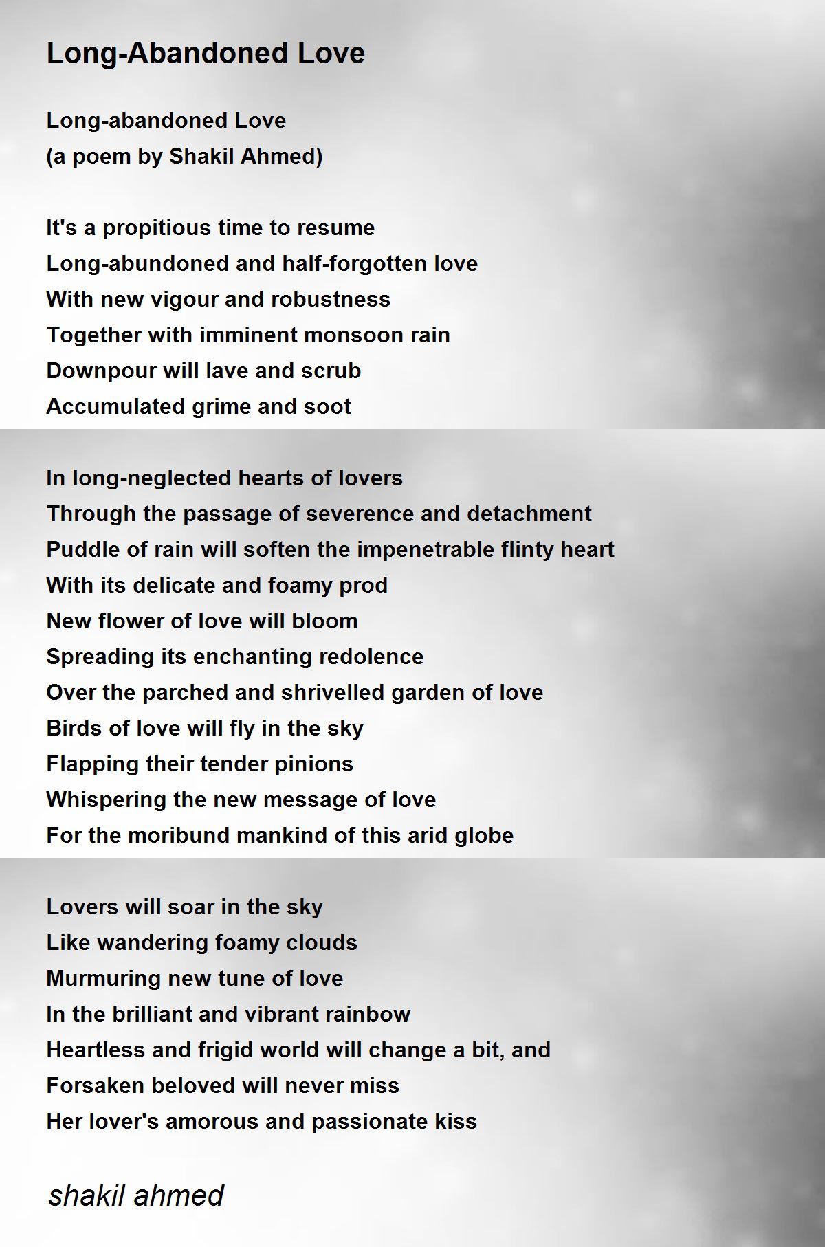 LongAbandoned Love LongAbandoned Love Poem by shakil ahmed