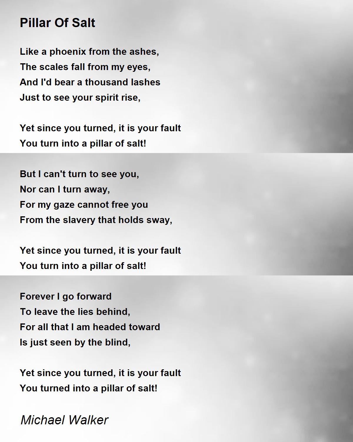 Pillar Of Salt Poem by Michael Walker Poem Hunter