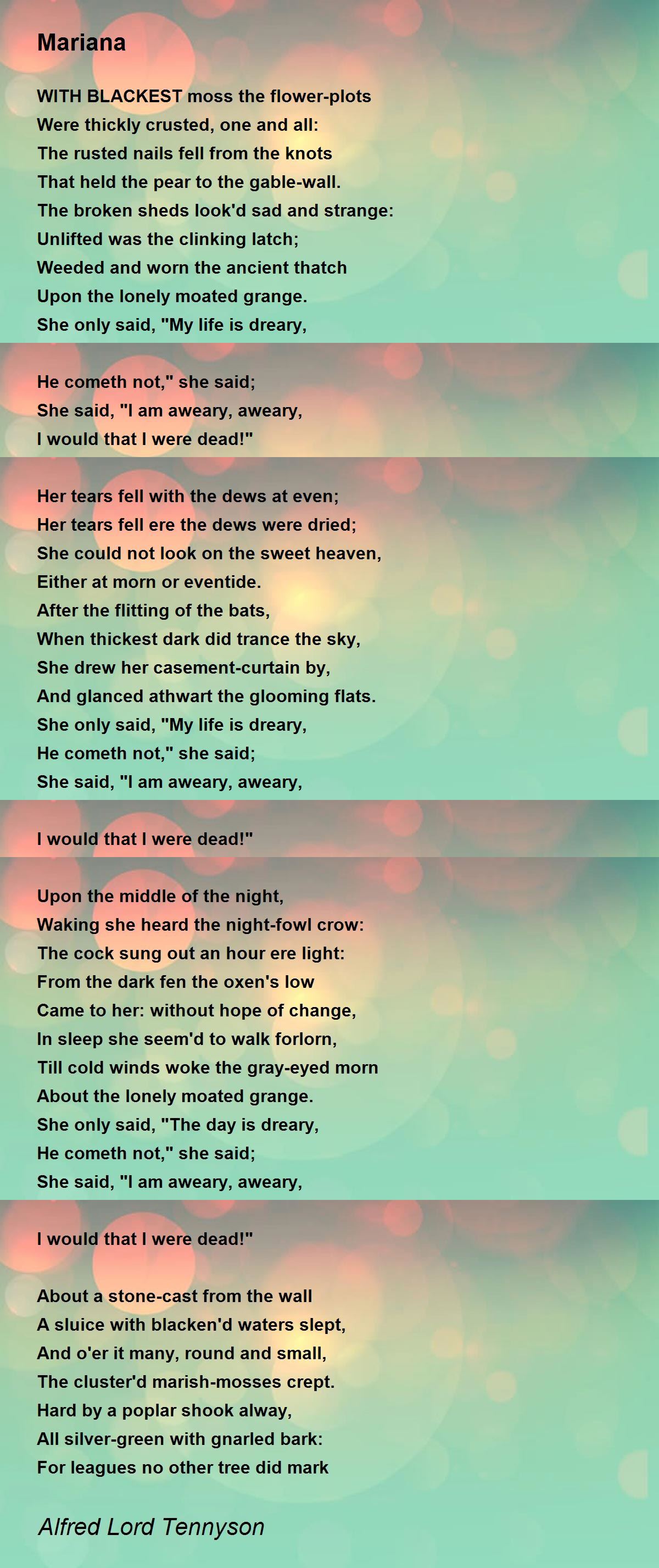 Mariana Poem by Alfred Lord Tennyson - Poem Hunter
