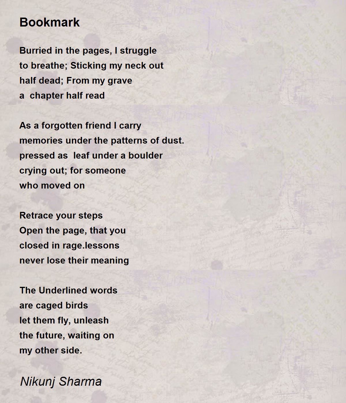 Bookmark Bookmark Poem by Nikunj Sharma