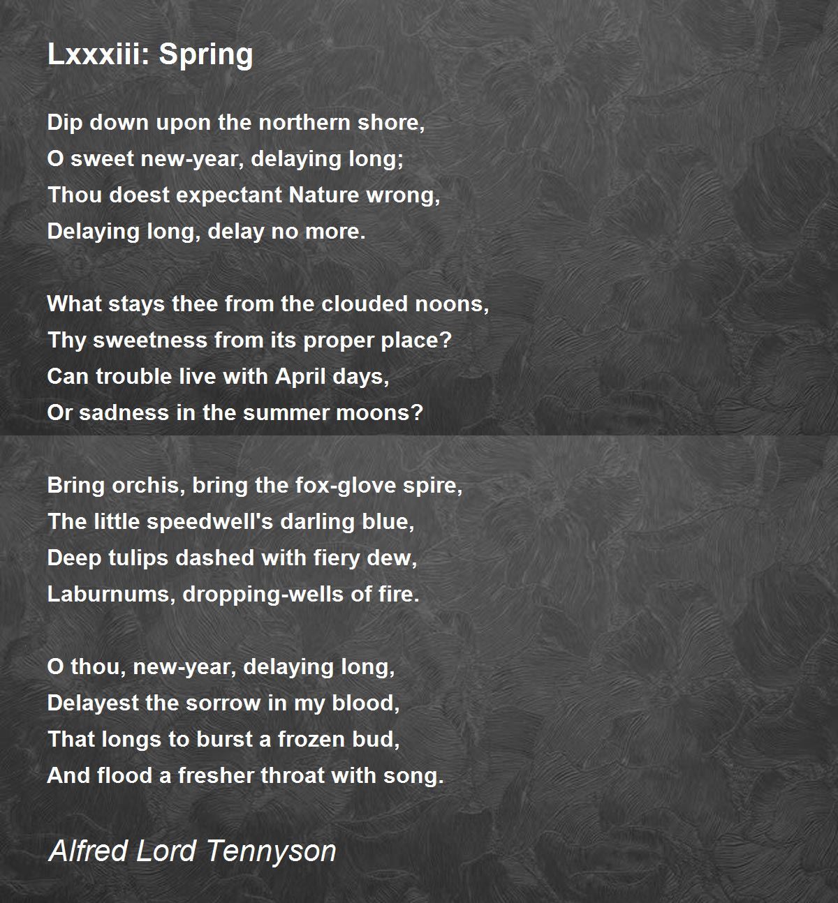 Lxxxiii: Spring by Alfred Lord Tennyson - Lxxxiii: Spring Poem