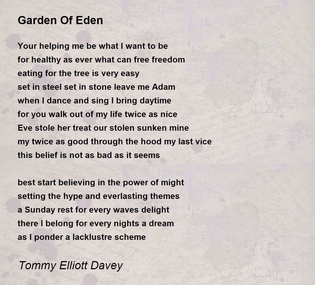 Garden Of Eden Garden Of Eden Poem by Saul Palti