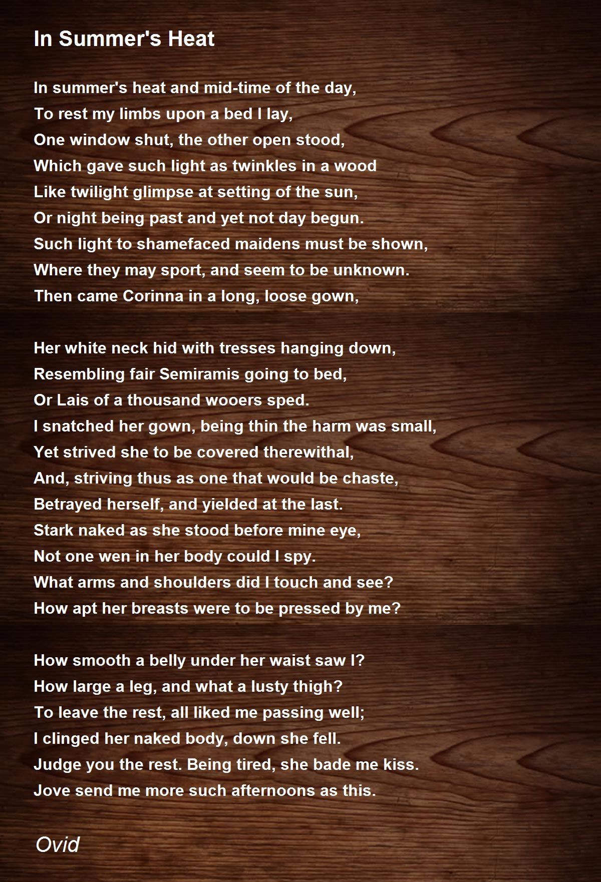 In Summer's Heat In Summer's Heat Poem by Ovid