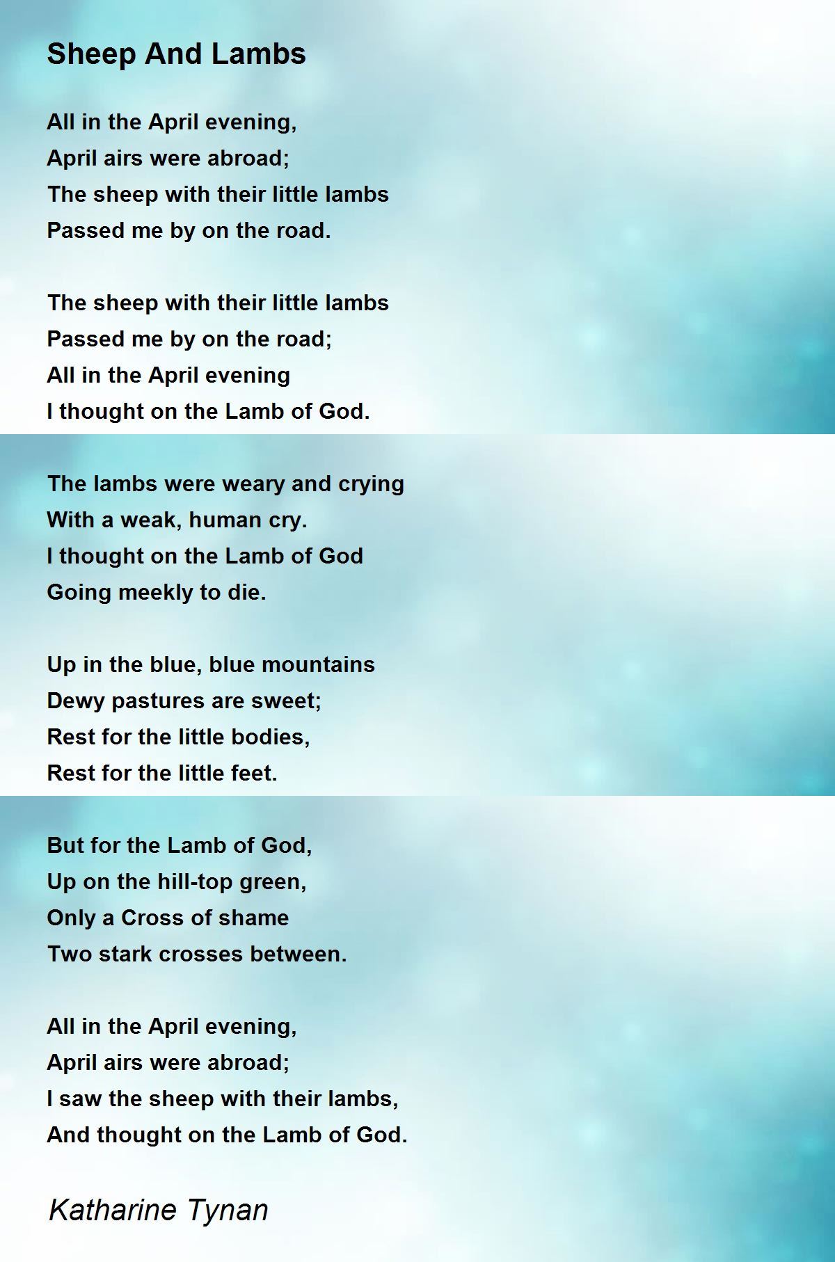 Sheep And Lambs Poem by Katharine Tynan Poem Hunter