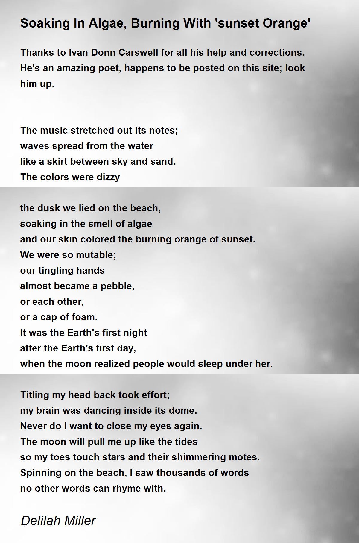 Soaking In Algae, Burning With 'sunset Orange' Soaking In Algae