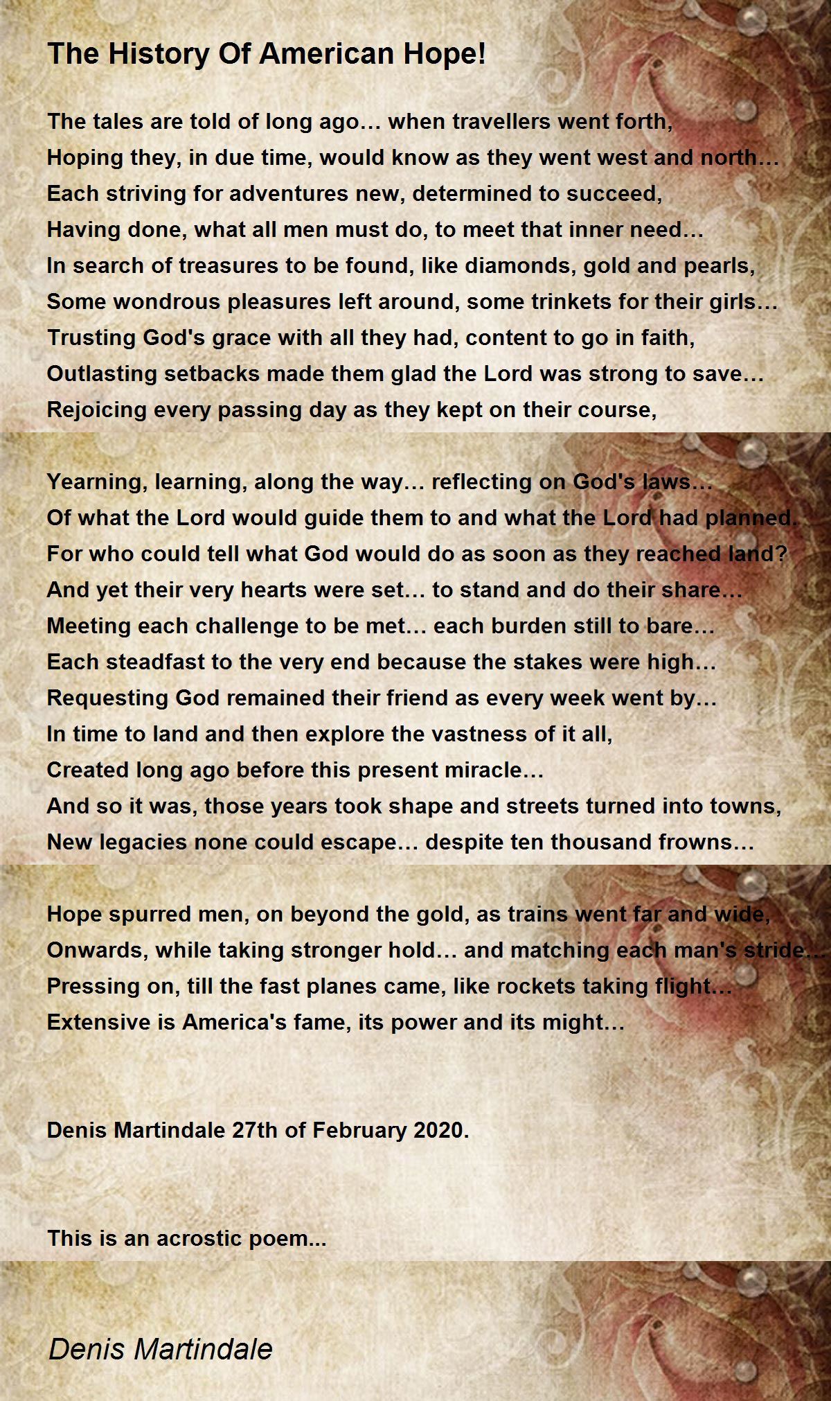 The History Of American Hope! The History Of American Hope! Poem by