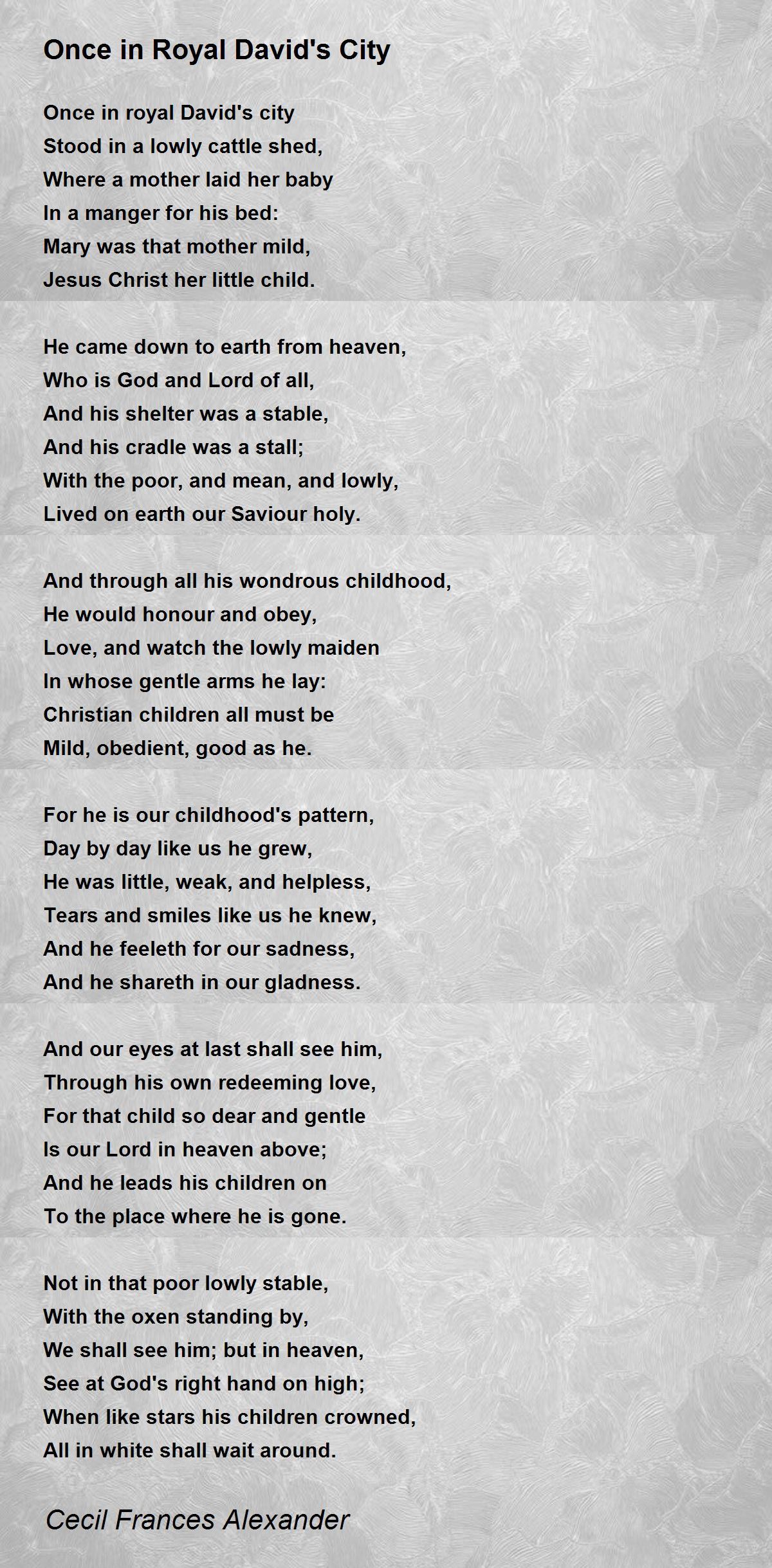 Once in Royal David's City Once in Royal David's City Poem by Cecil