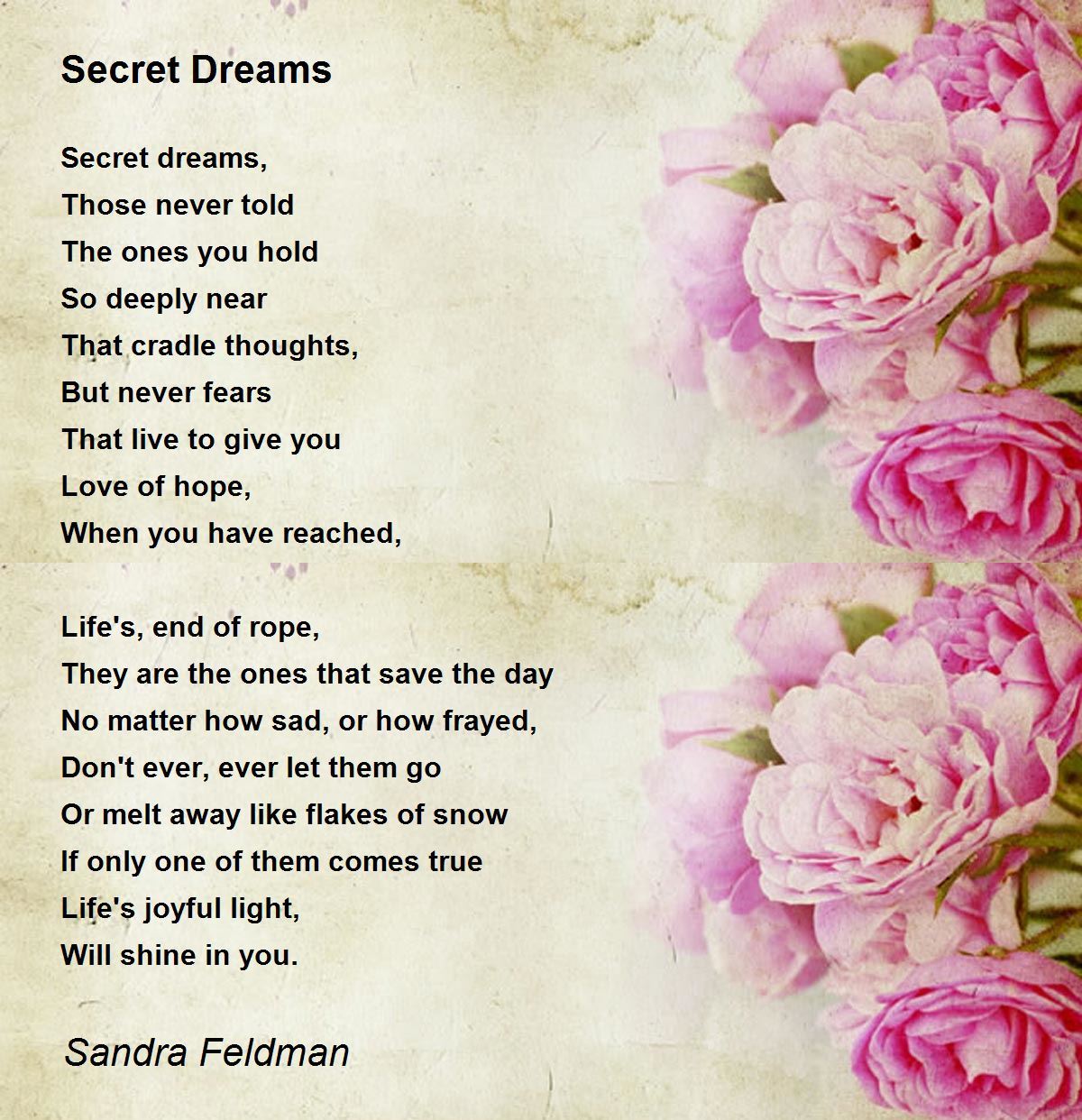 Secret Dreams Secret Dreams Poem by Sandra Feldman