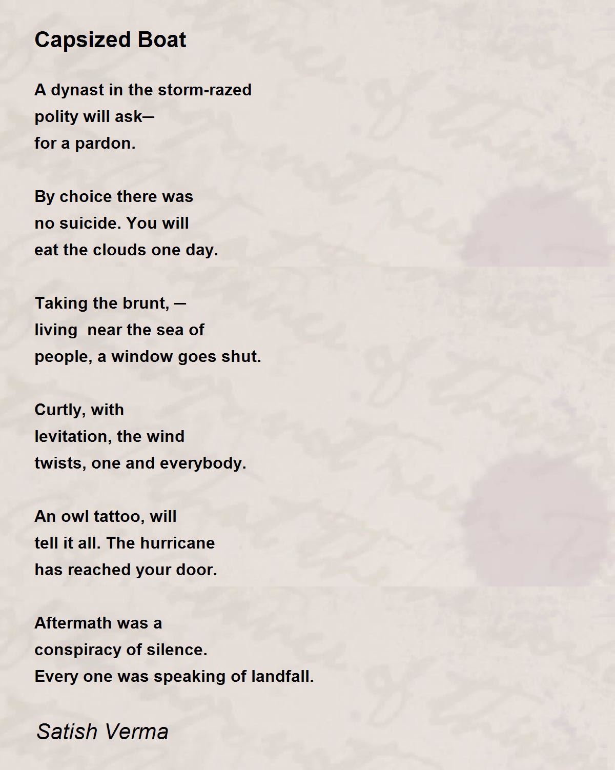 Capsized Boat Capsized Boat Poem by Satish Verma