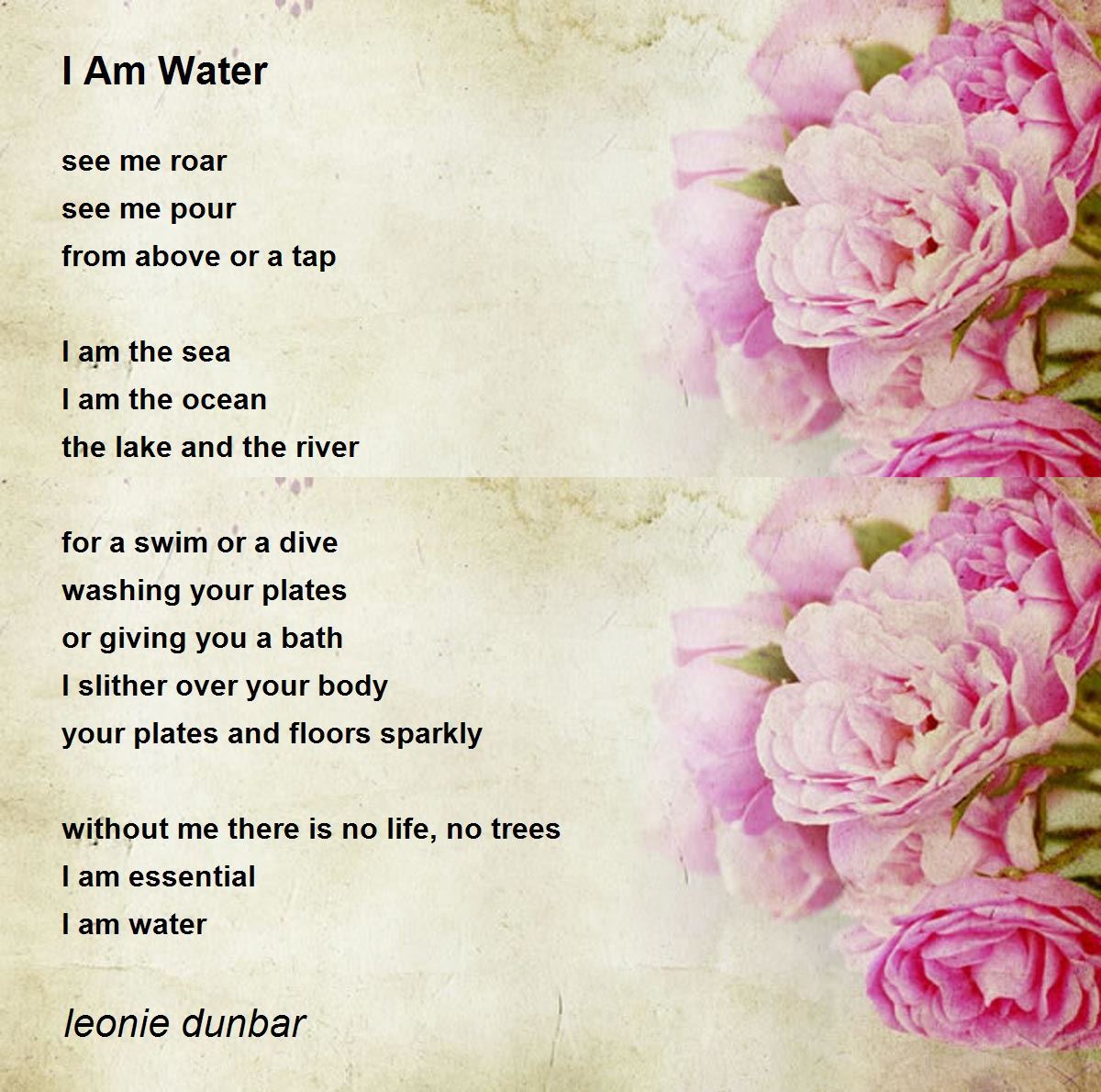 I Am Water I Am Water Poem by leonie dunbar