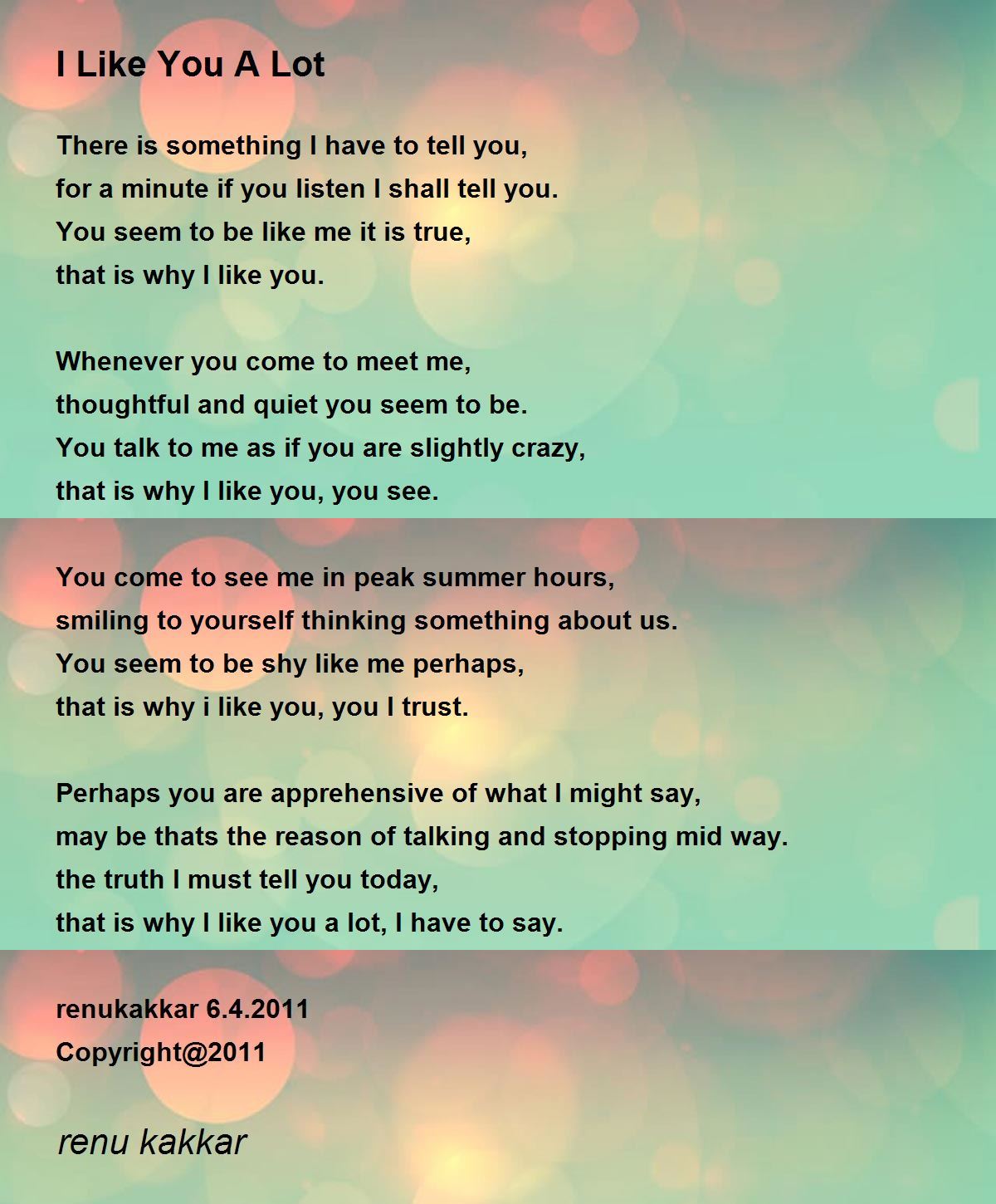 Why i like u poems