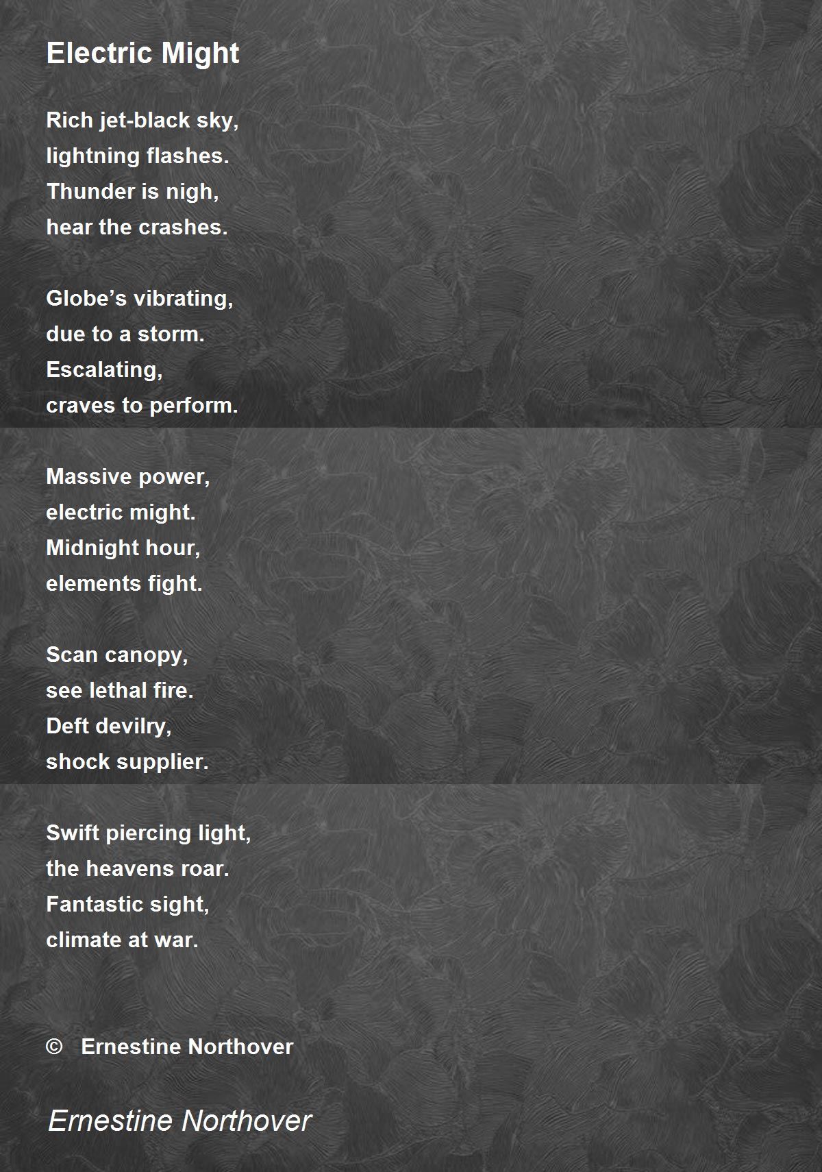 Electric Might Electric Might Poem by Ernestine Northover