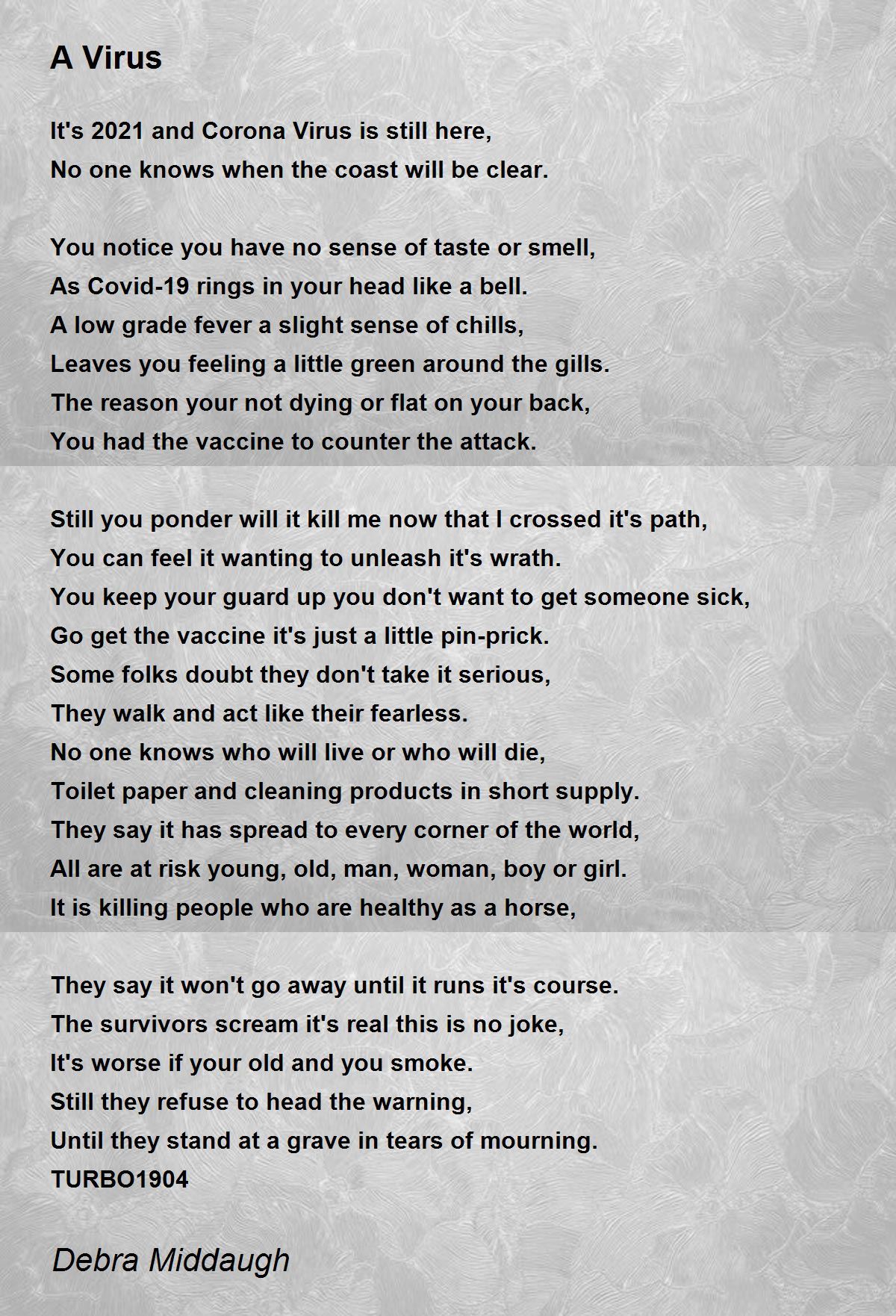 A Virus A Virus Poem by Debra Middaugh