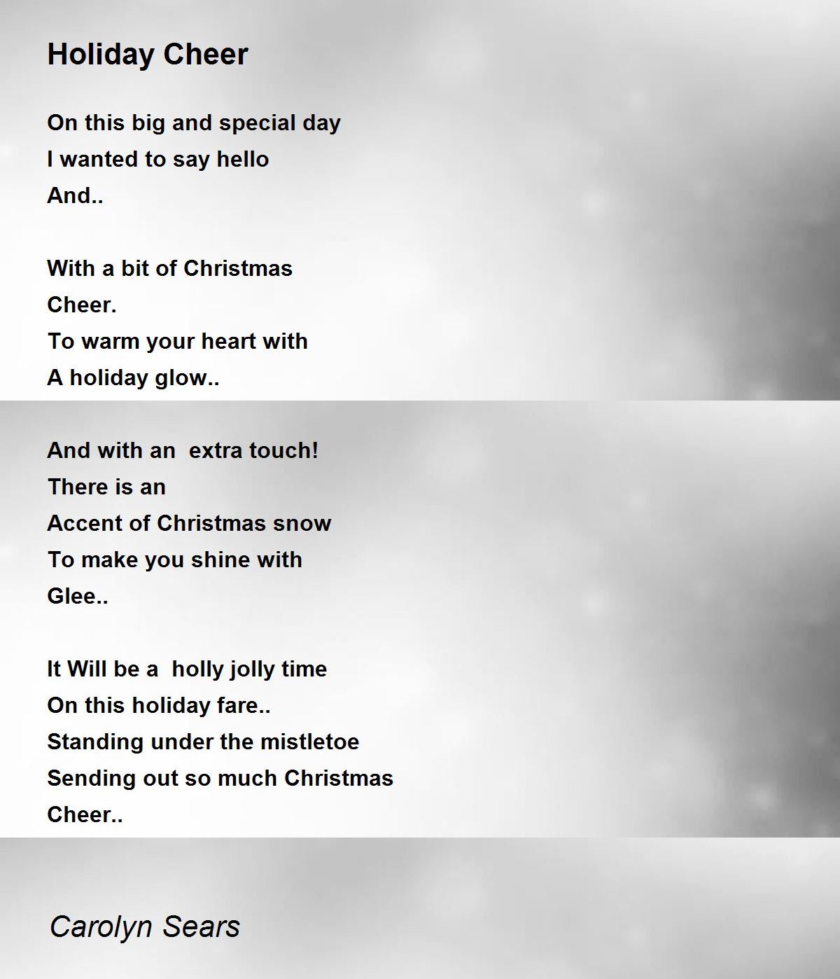 Holiday Cheer - Holiday Cheer Poem by Carolyn Sears