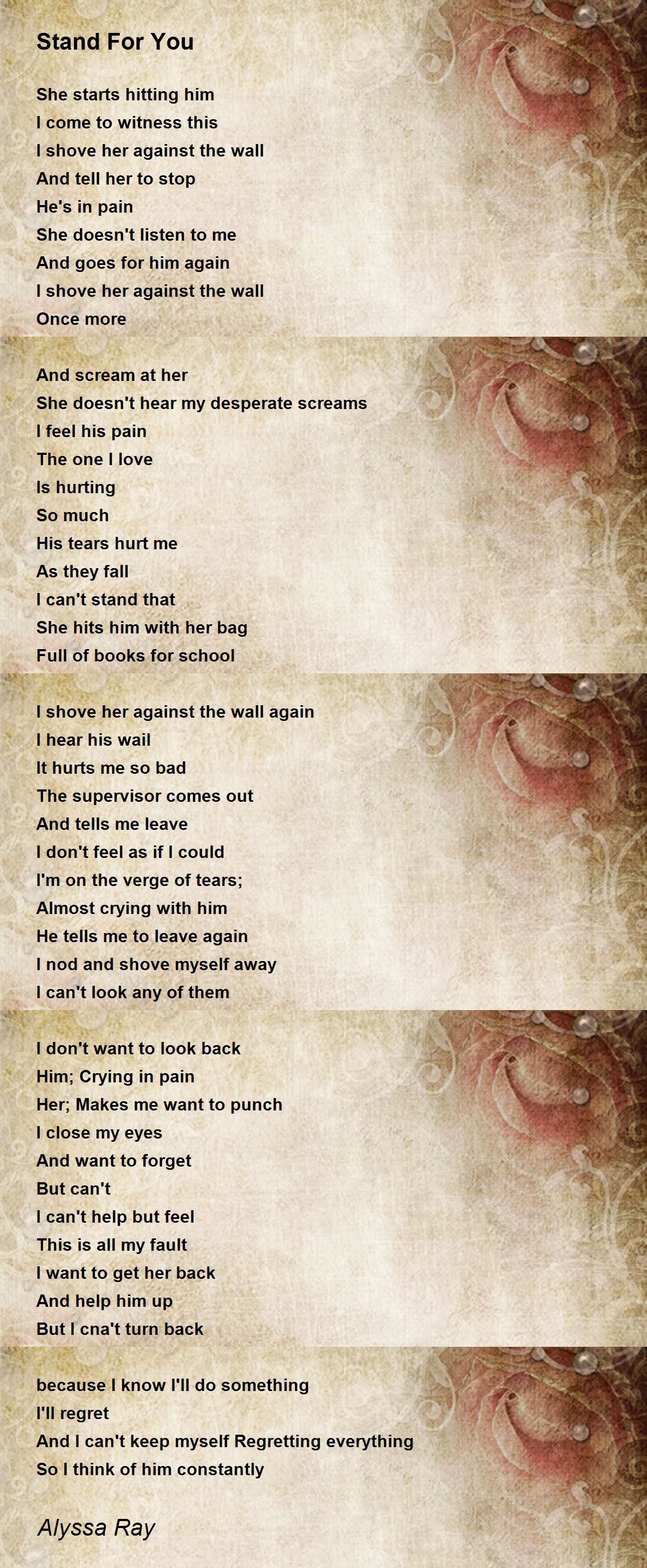 Stand For You by Alyssa Ray Stand For You Poem